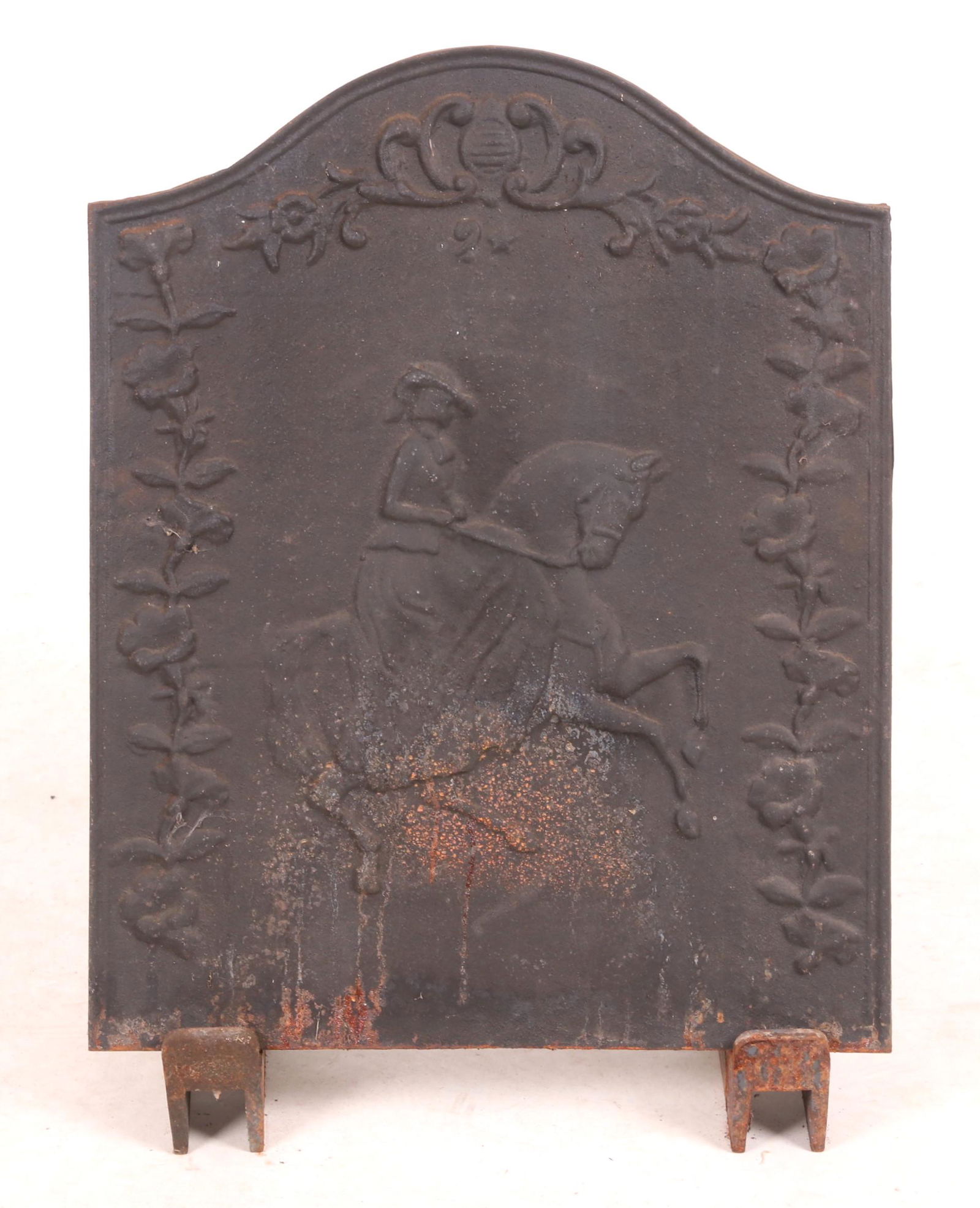 A Cast Iron Fireback, Woman Riding Horse (1 of 6)