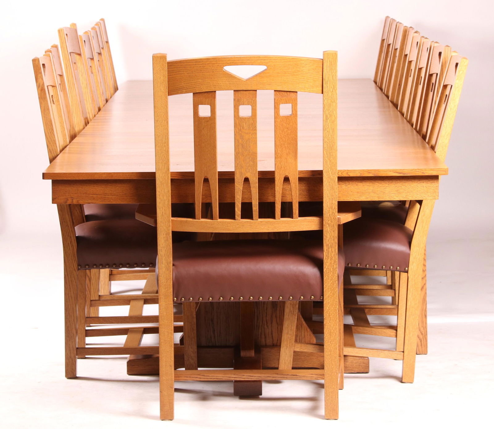 A Stickley Style Oak Dining Table and Chairs (1 of 16)