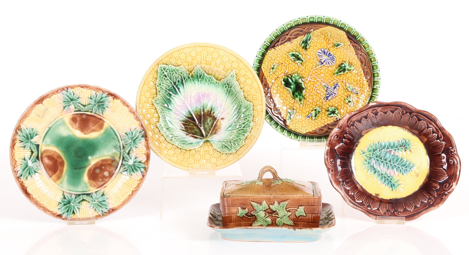 Five Pieces of Majolica Including a Sardine Box (1 of 12)