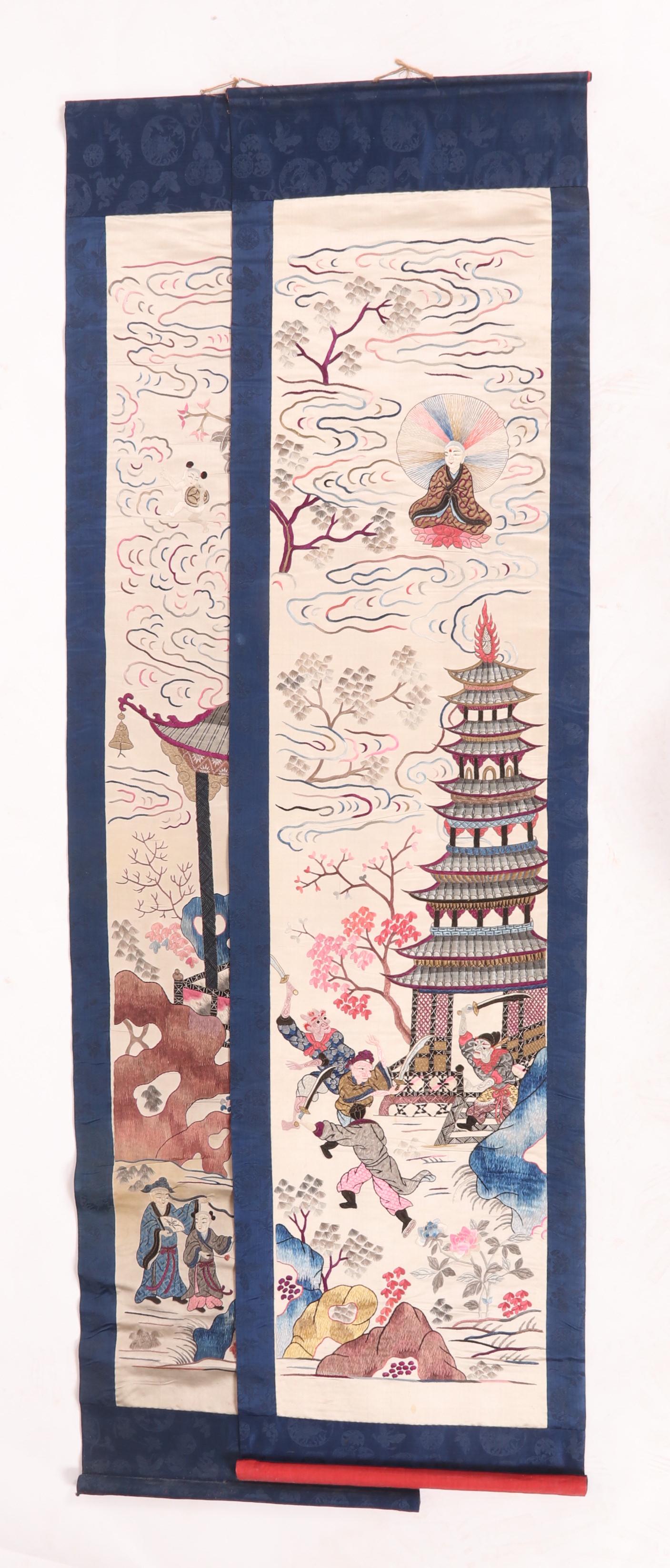 A Pair of Chinese Silk Hanging Panels (1 of 13)
