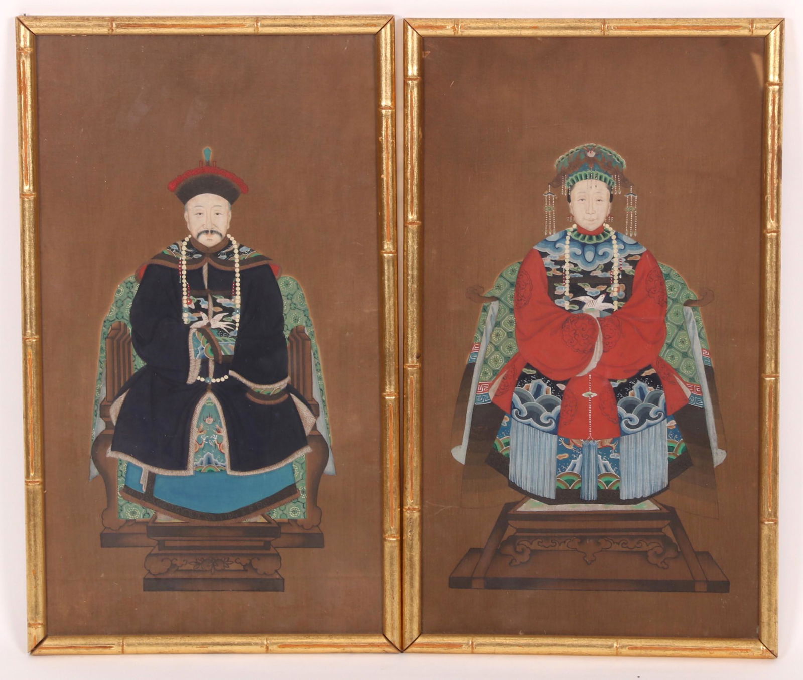 Two Chinese Ancestor Portraits on Silk (1 of 9)