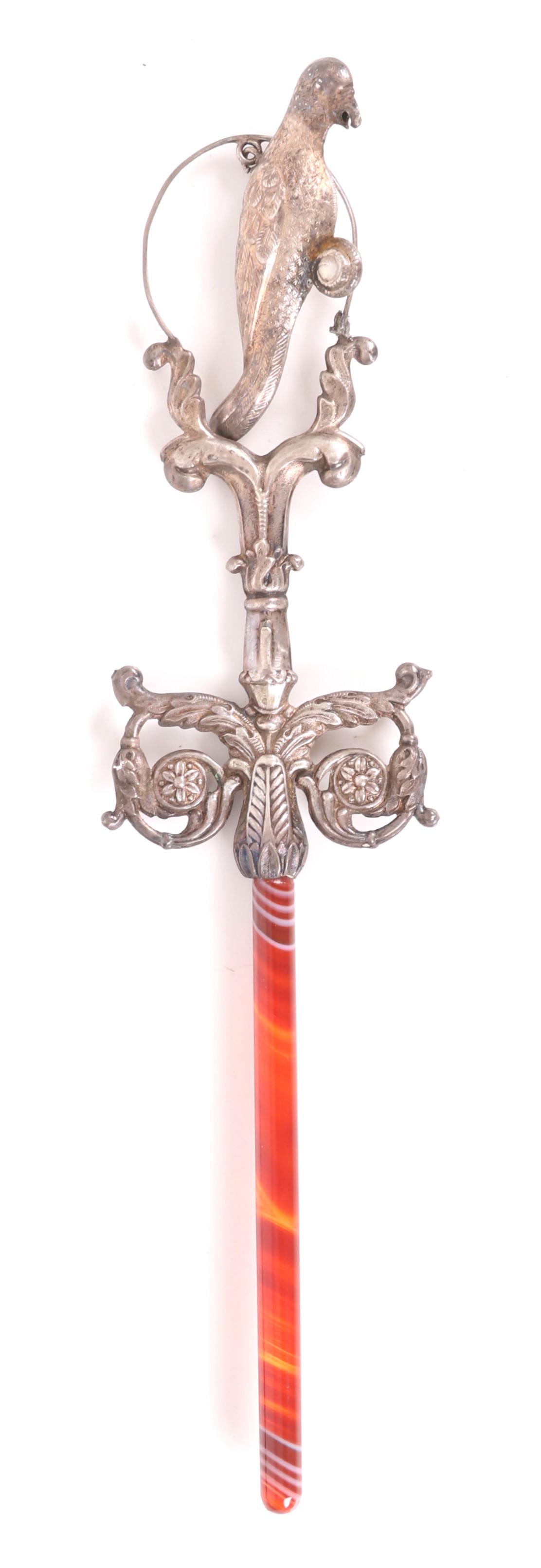 A 19th Century Agate and Silver Baby Rattle (1 of 5)