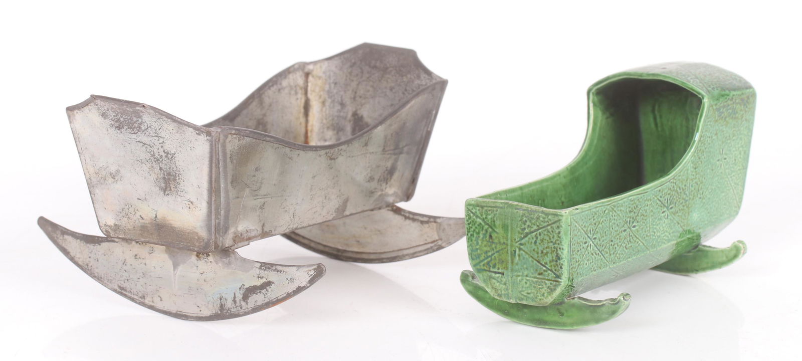 Two Early Cradles, Green-Glazed and Tin (1 of 8)