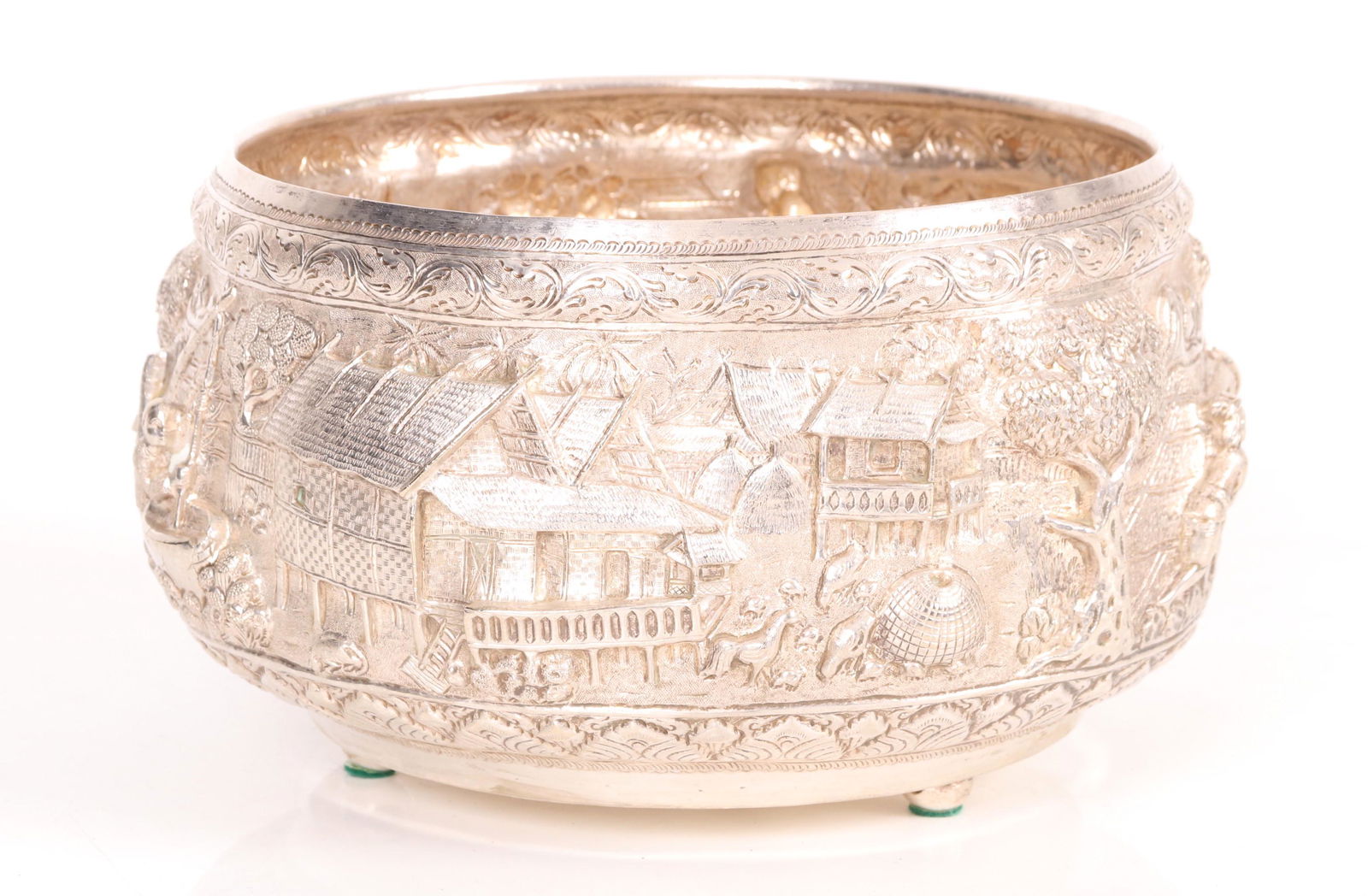 Burmese Repousse Silver Bowl (1 of 9)