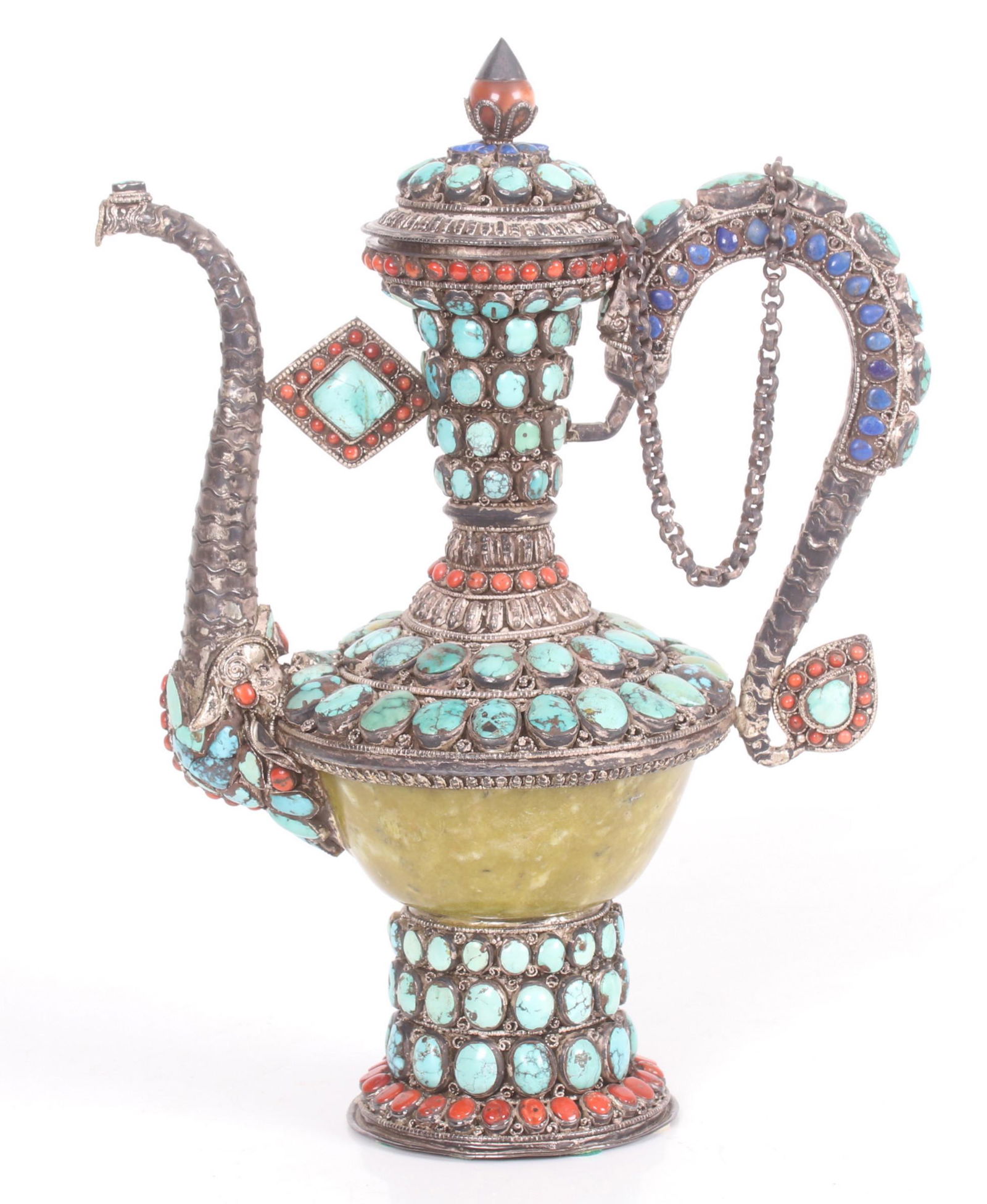 Tibetan Silver Teapot With Inset Stones (1 of 9)