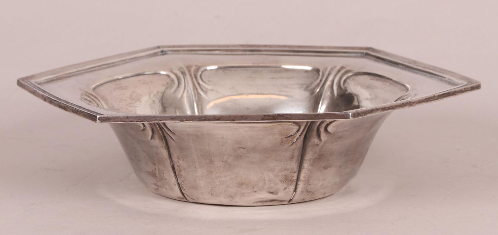 A Hexagonal Sterling Serving Bowl by Meriden (1 of 5)