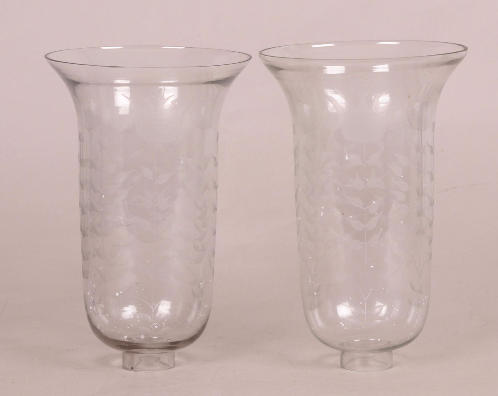 A Pair of Etched Glass Hurricane Shades (1 of 6)