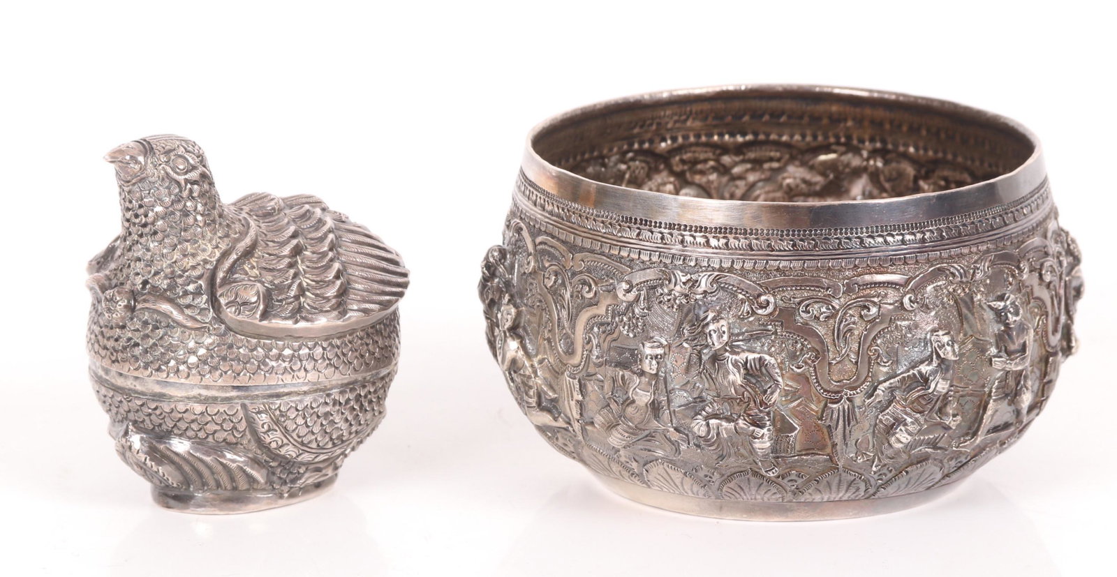 A Burmese Silver Bowl and Box (1 of 11)