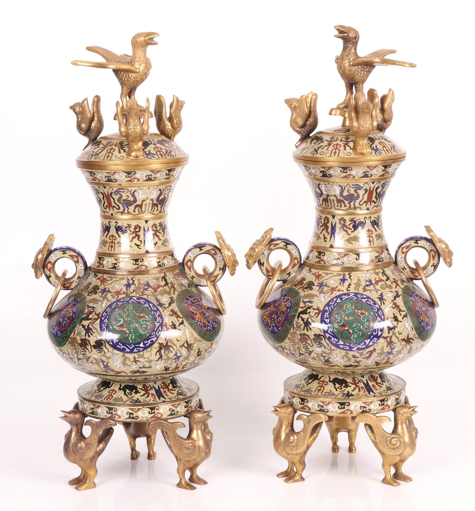 A Pair of Large Chinese Cloisonne Urns (1 of 10)