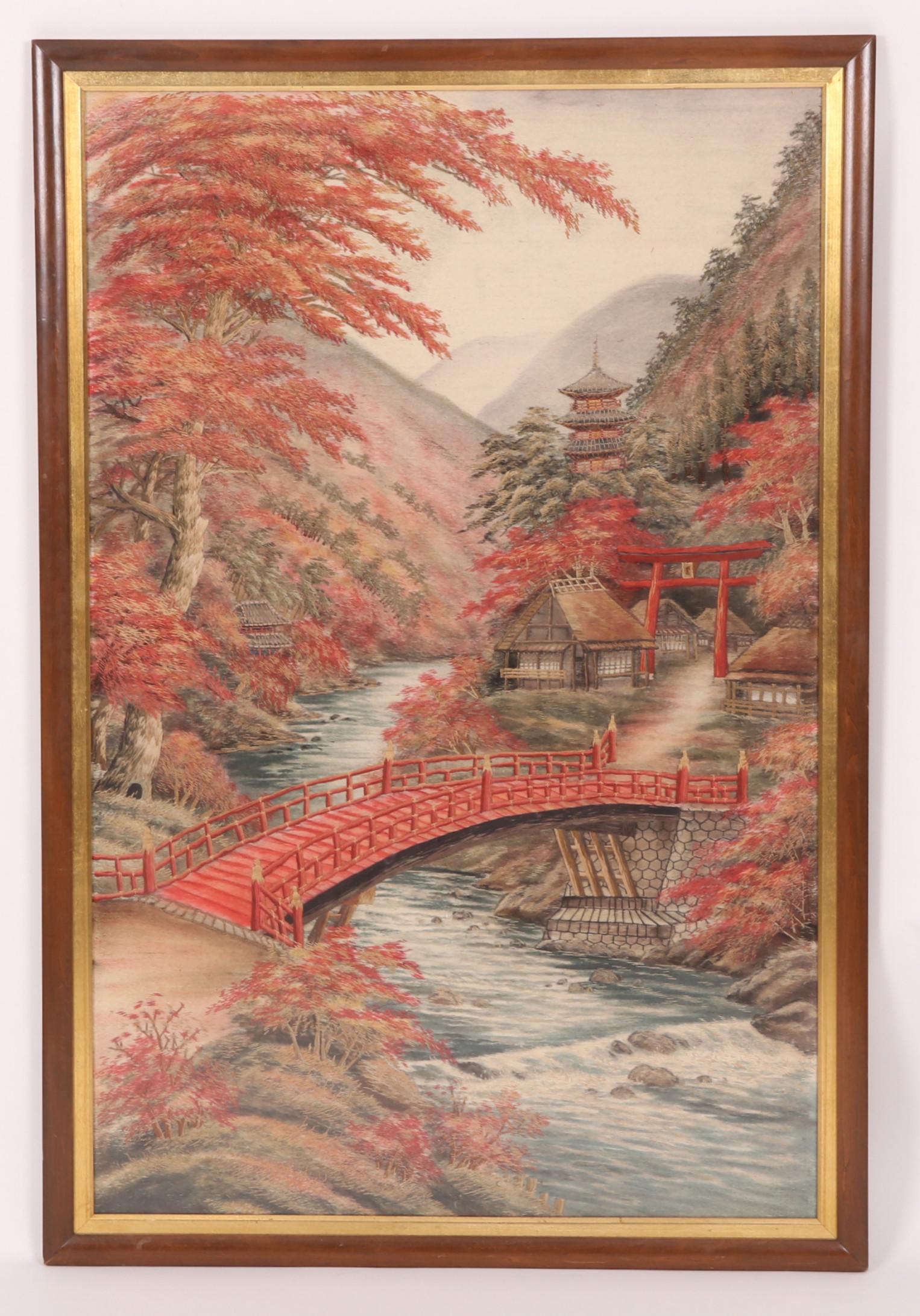 A Japanese Silk Embroidered Picture (1 of 8)