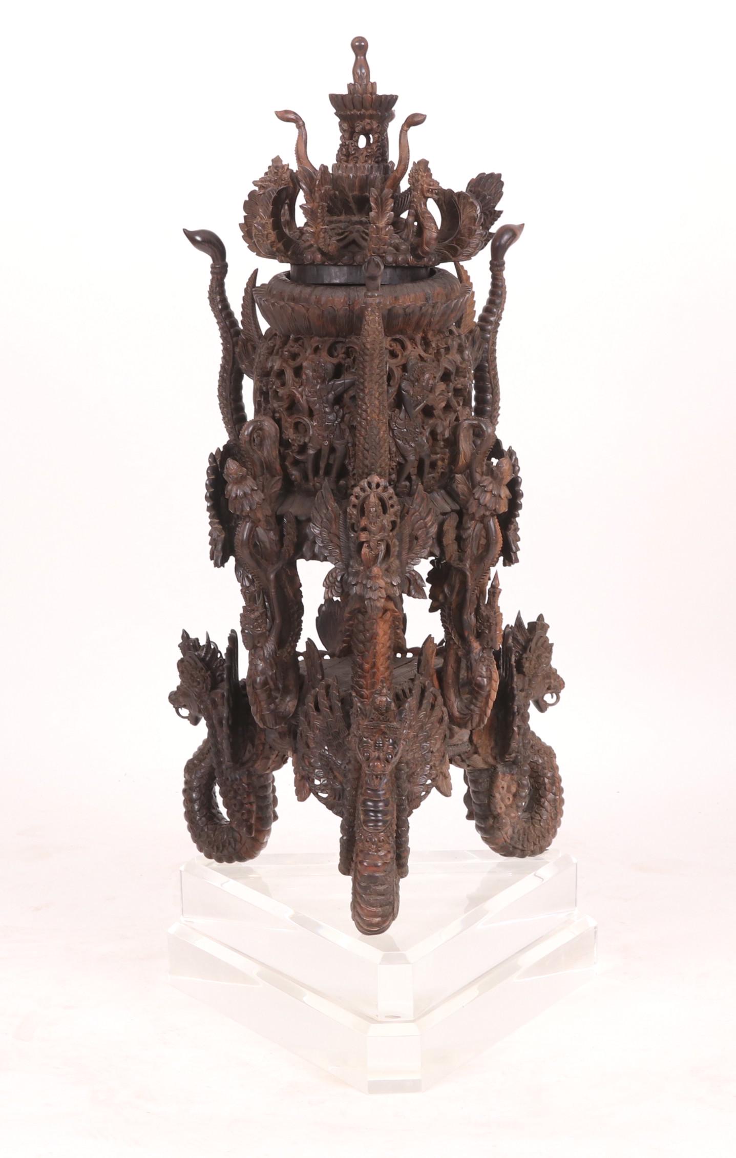 A Large Indonesian Carved Wood Urn (1 of 11)