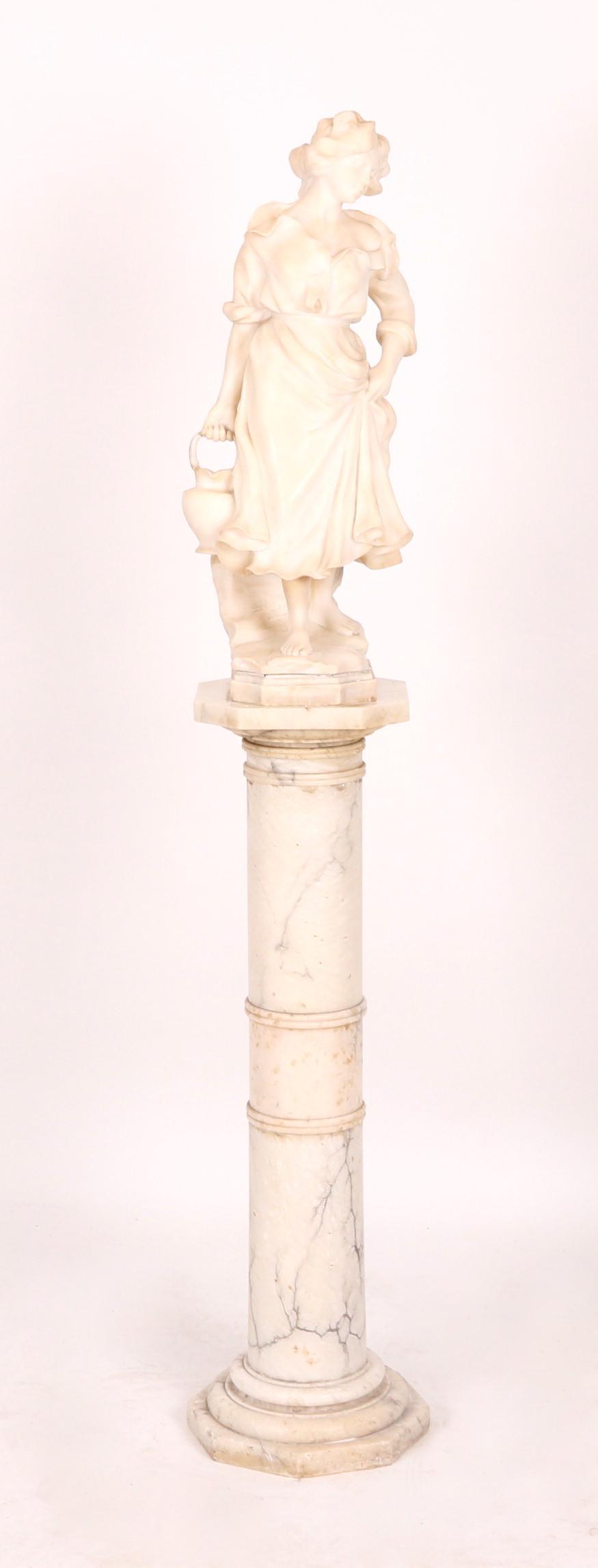 A Marble Figure with Pedestal c. 1900 (1 of 11)