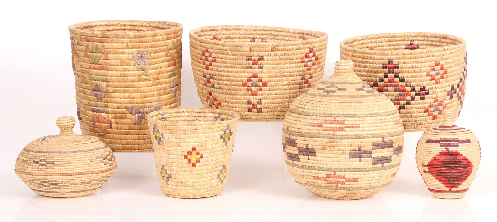 Seven Alaskan Native American Woven Grass Baskets (1 of 12)