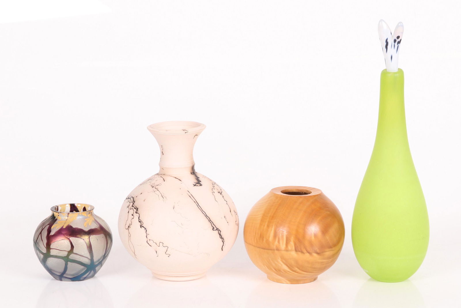 Four Vases, Raku, Burl, Art Glass Incl. Kosta Boda (1 of 13)