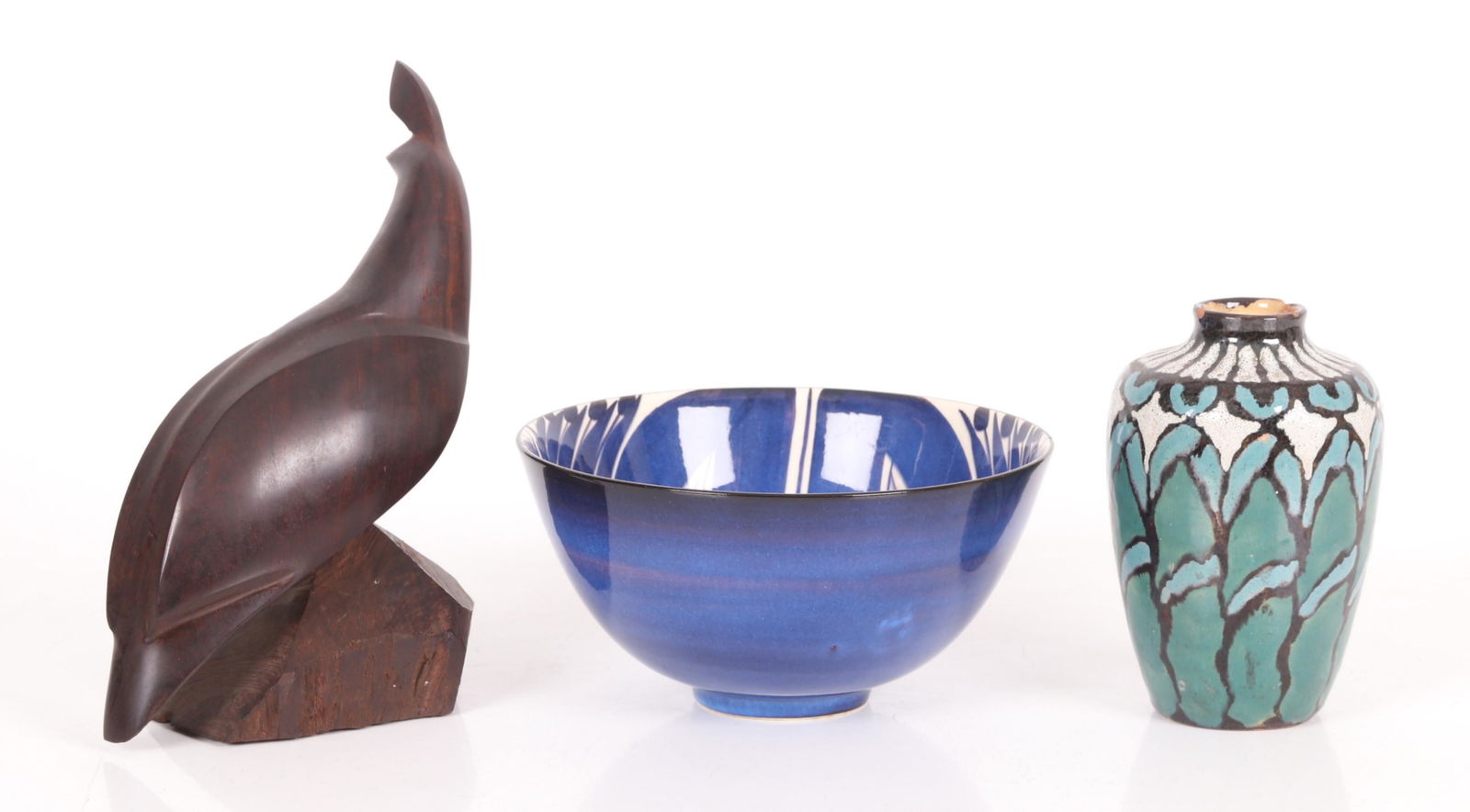 Three Items, Pottery and Carved Wood (1 of 11)