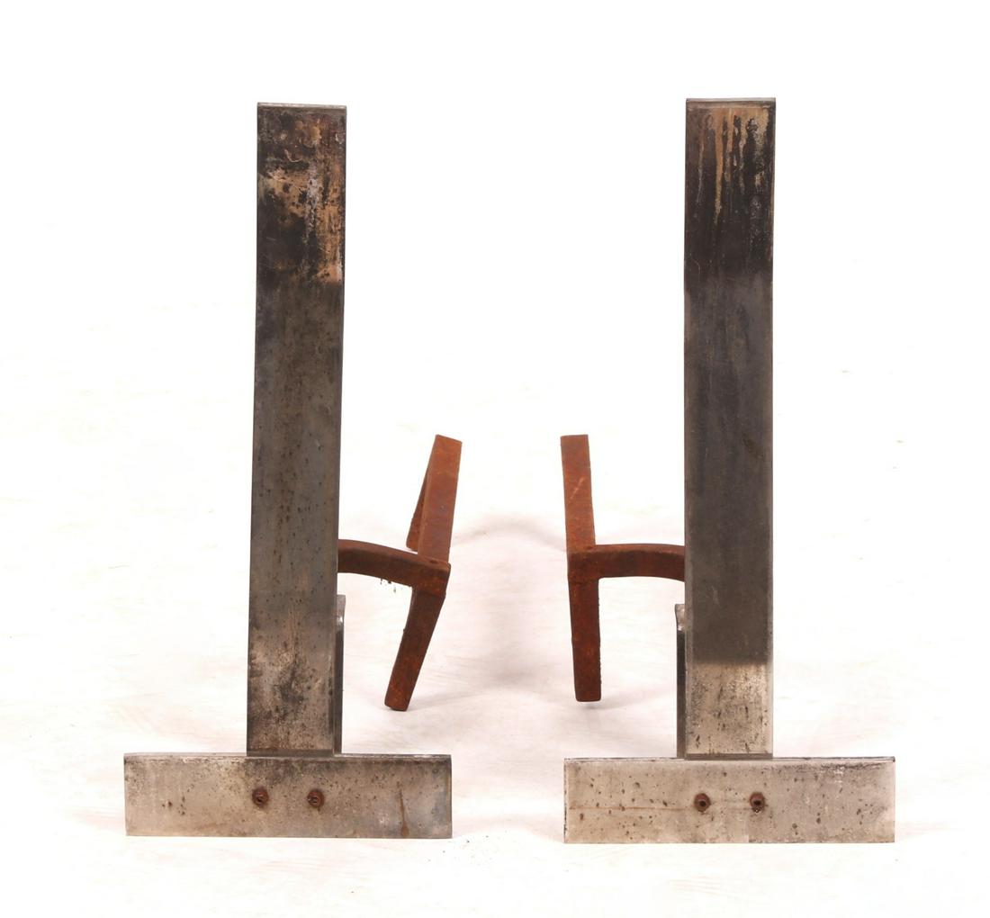 A Pair of Modernist Steel Andirons (1 of 6)