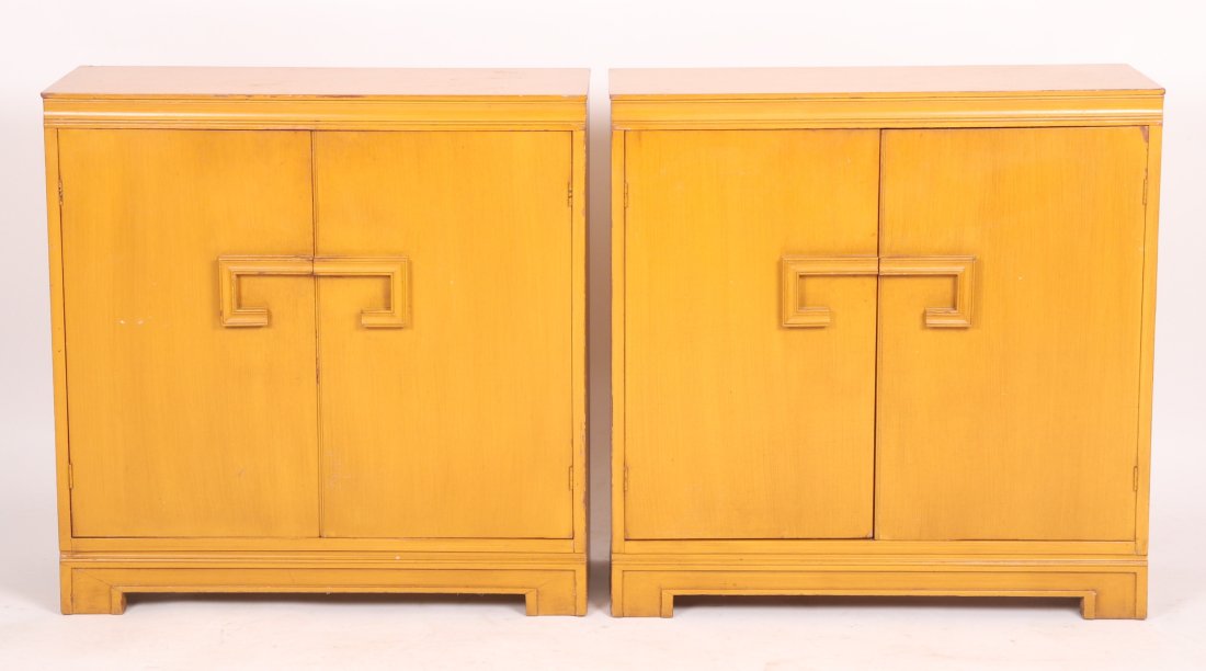 Mid Century Yellow Painted Chinese Style Cabinets (1 of 9)