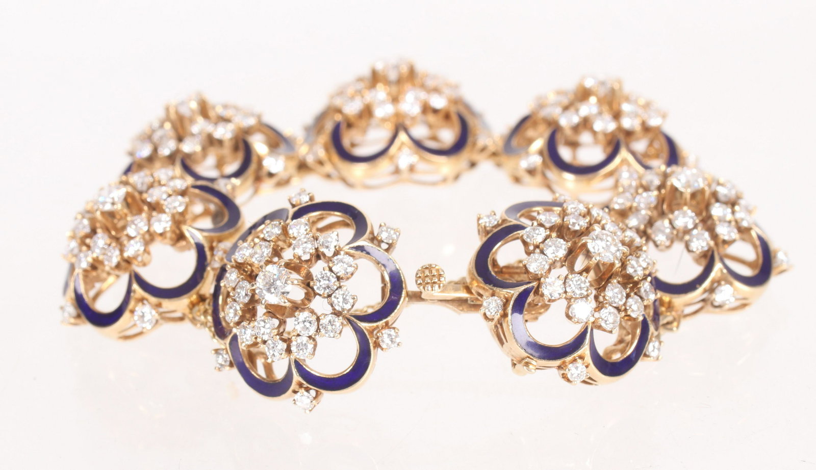 A 14k Gold Blue Enamel and Diamond Bracelet (1 of 8)