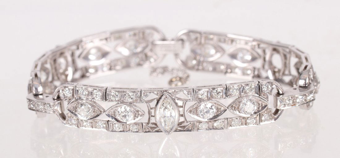 An Art Deco Platinum and Diamond Bracelet (1 of 8)