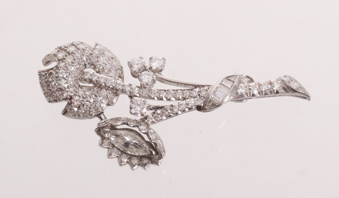 A Platinum and Diamond Flower Pin (1 of 5)