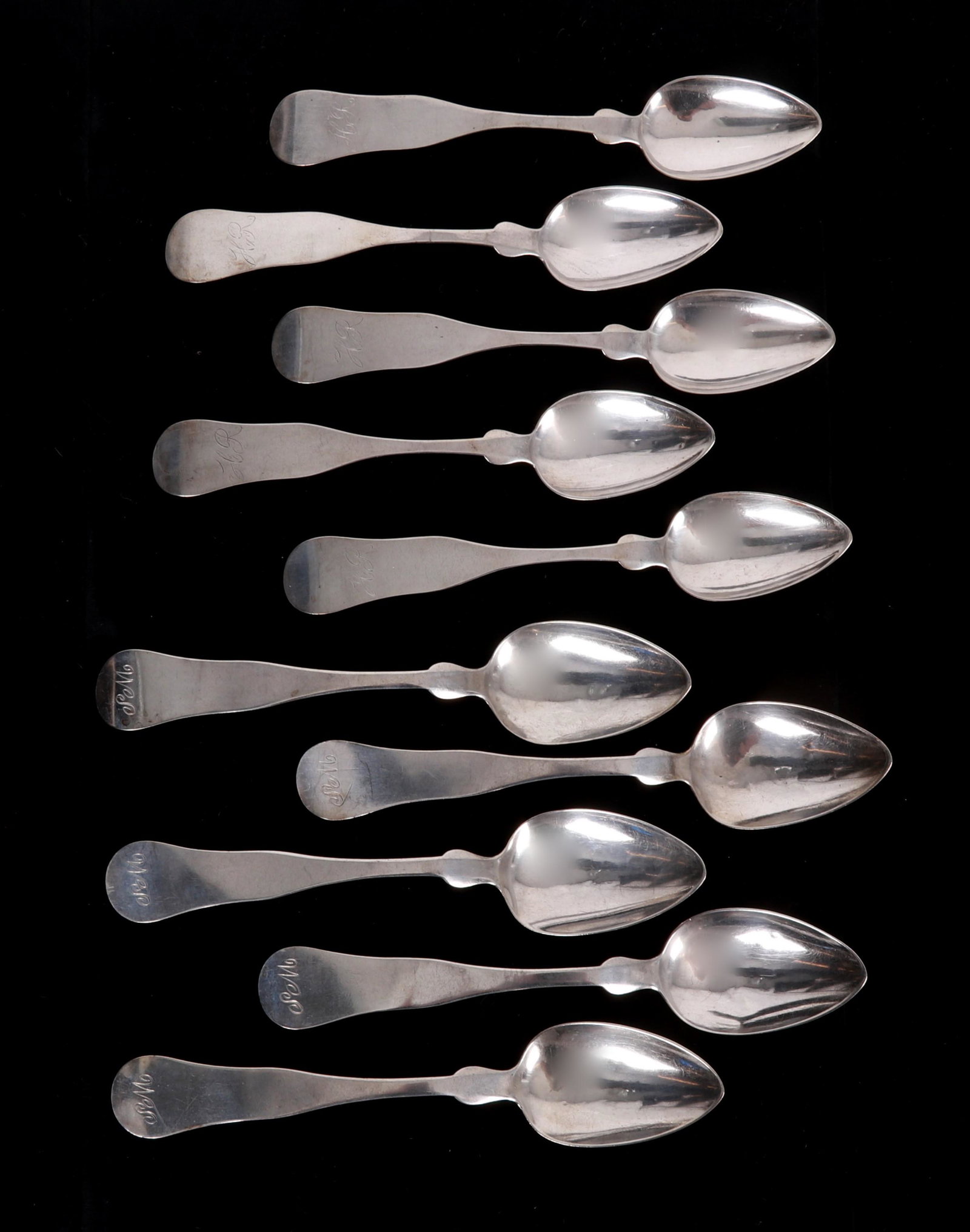 Ten Early Boston Coin Silver Teaspoons (1 of 6)