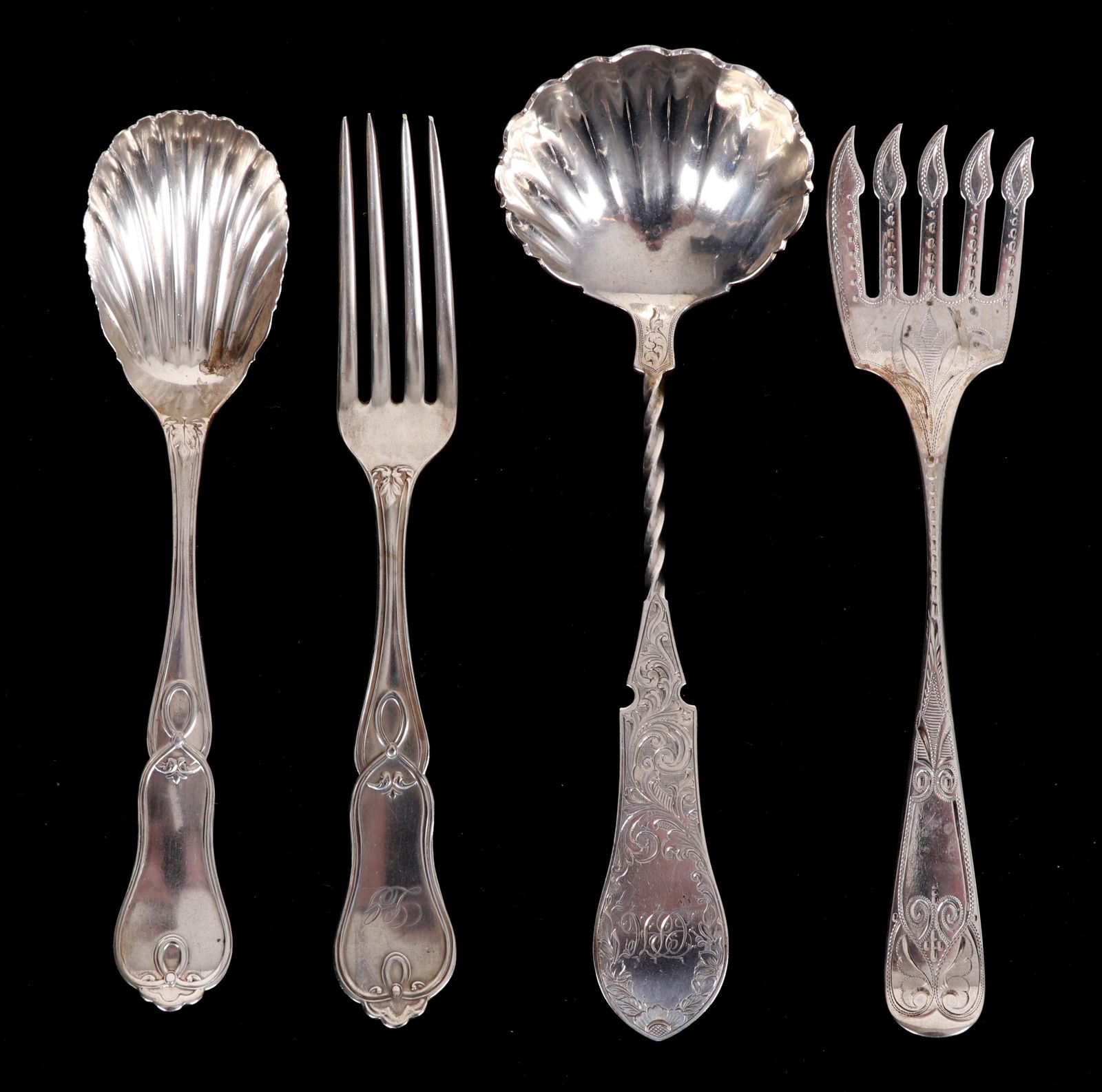 Four Pcs Newell Harding Boston Coin Silver Flatware (1 of 6)