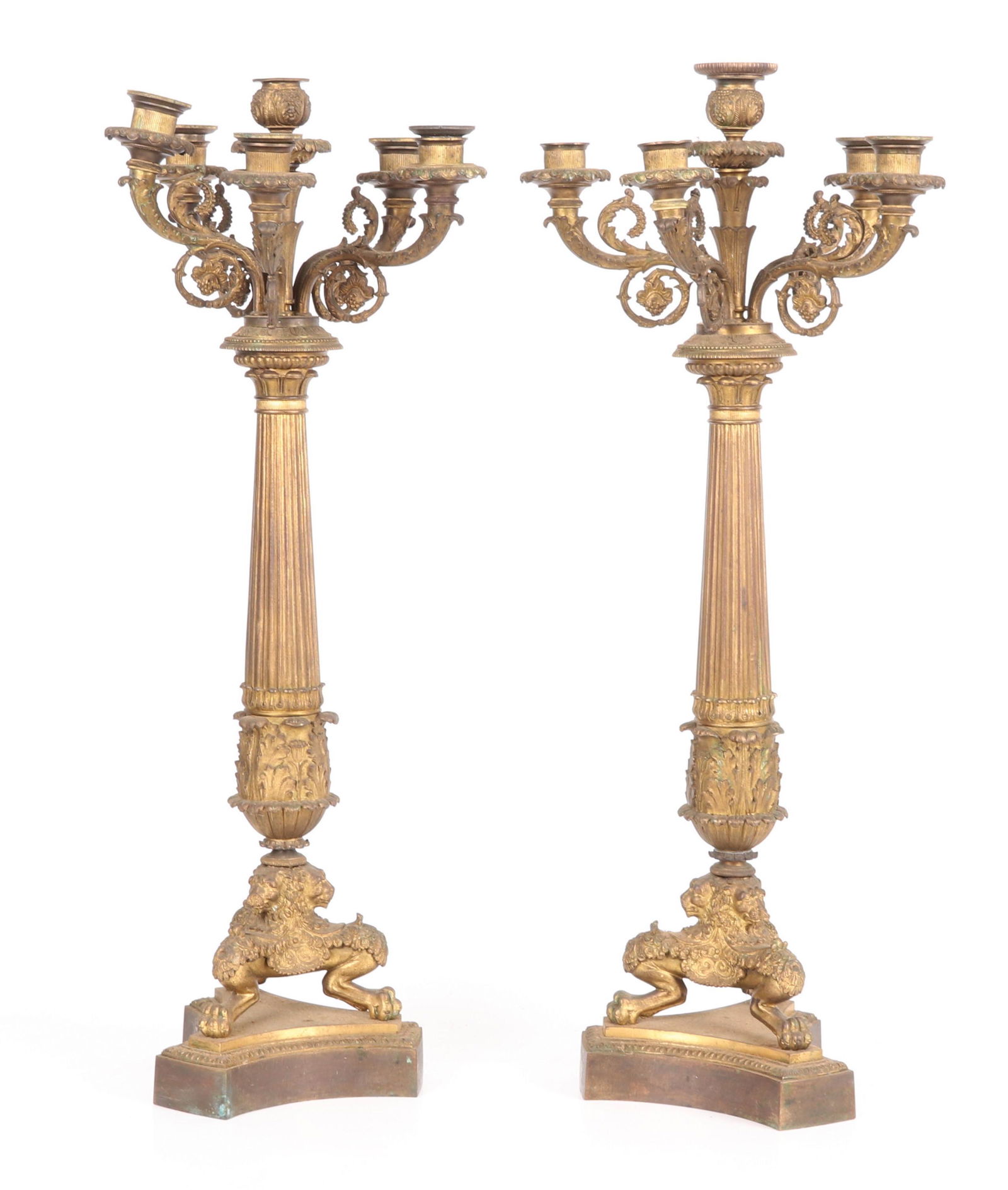 Pair of Large French Empire Gilt Bronze Candelabra (1 of 10)
