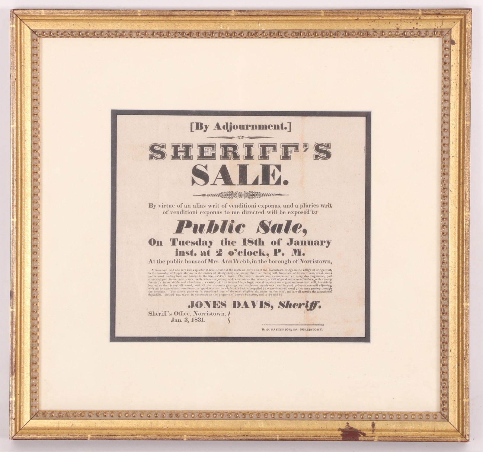 An 1831 Broadside, Sheriff's Sale (1 of 6)