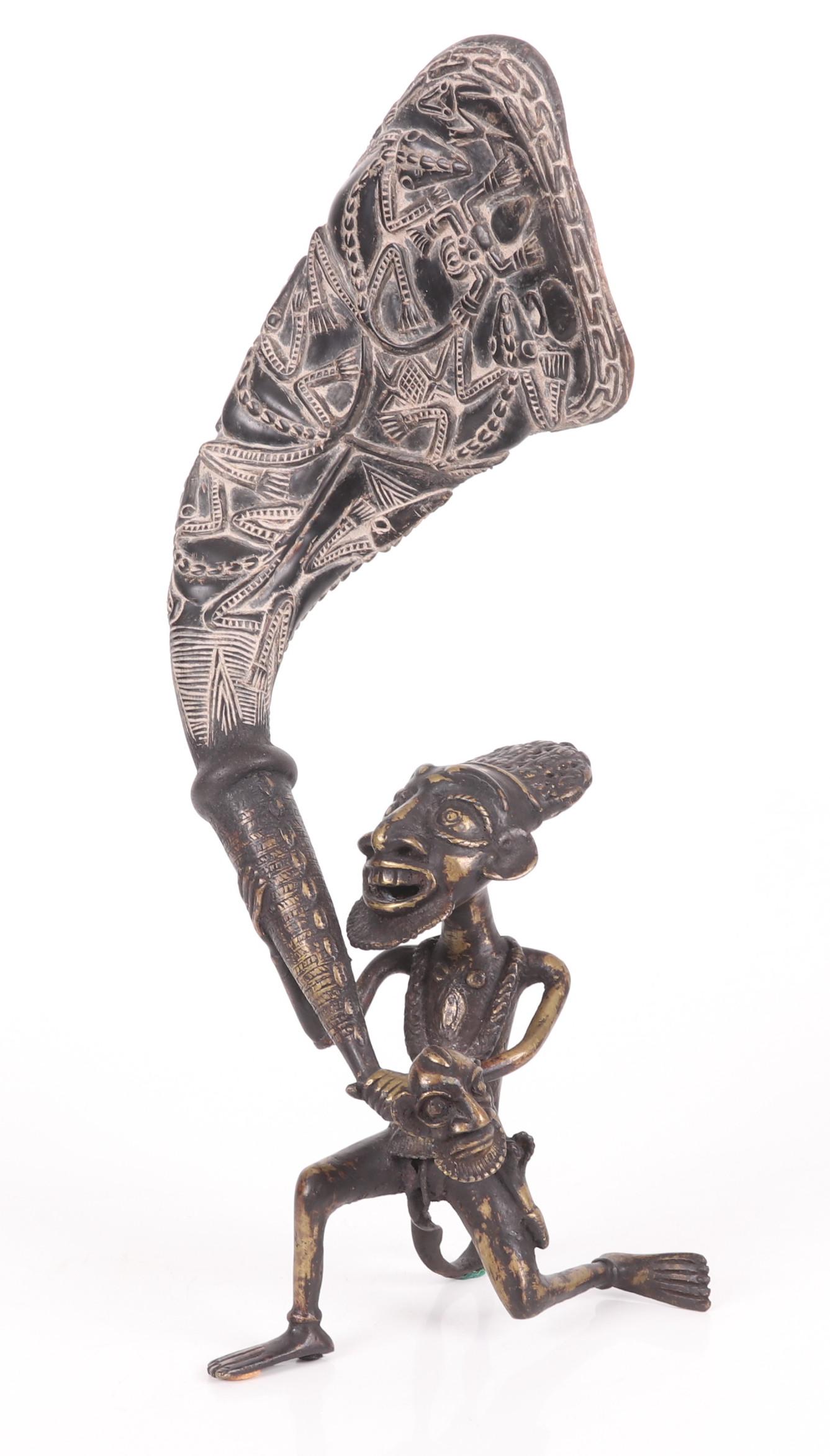 A Bamileke Fertility Bronze and Horn Vessel (1 of 9)