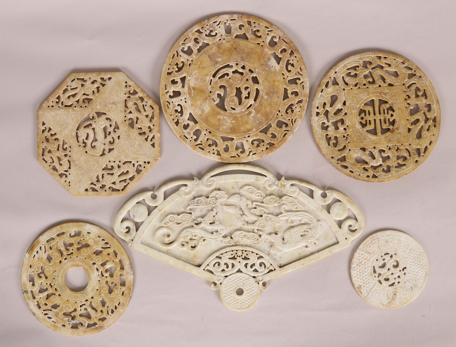 Six Chinese Hardstone Archaic Style Bi Discs (1 of 13)