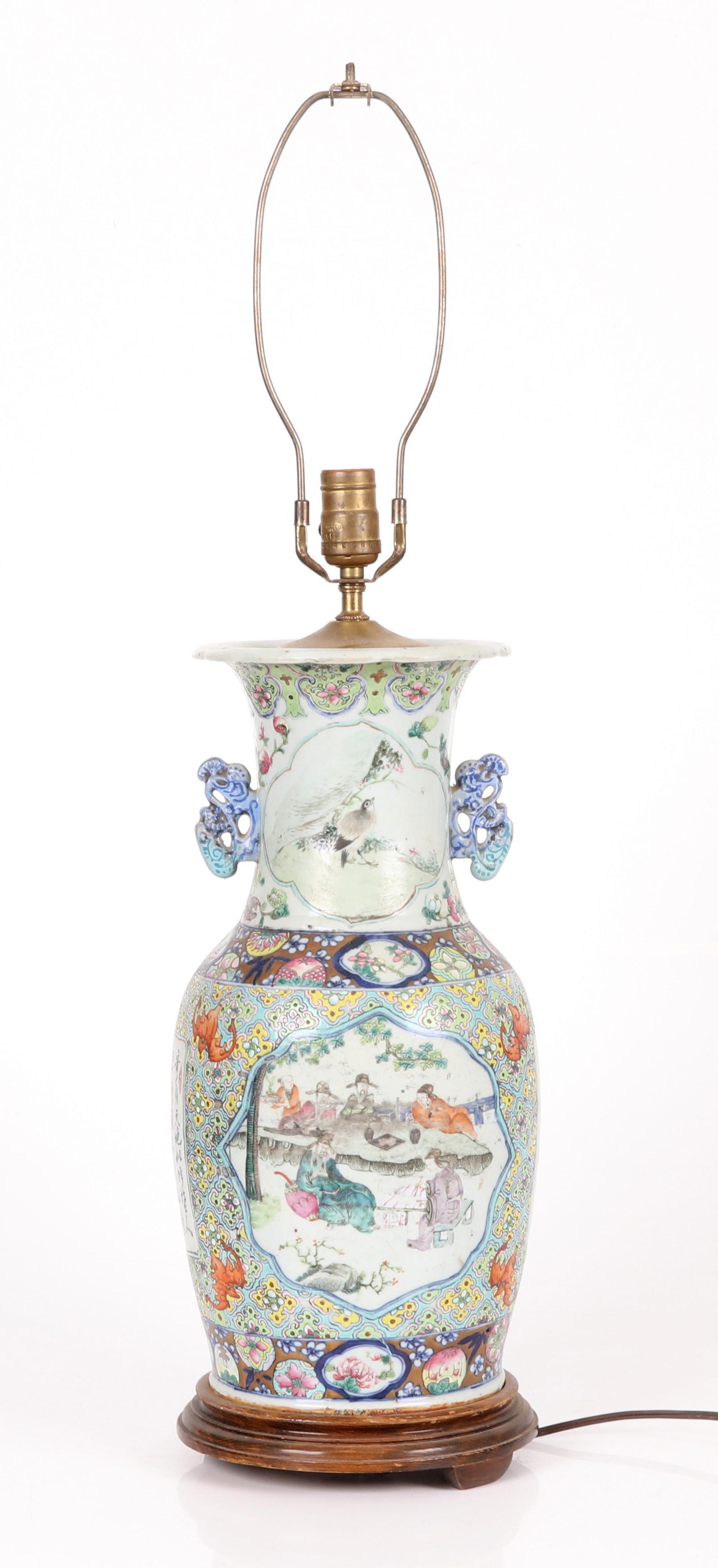 A Large Chinese Famille Rose Lamp / Vase (1 of 8)