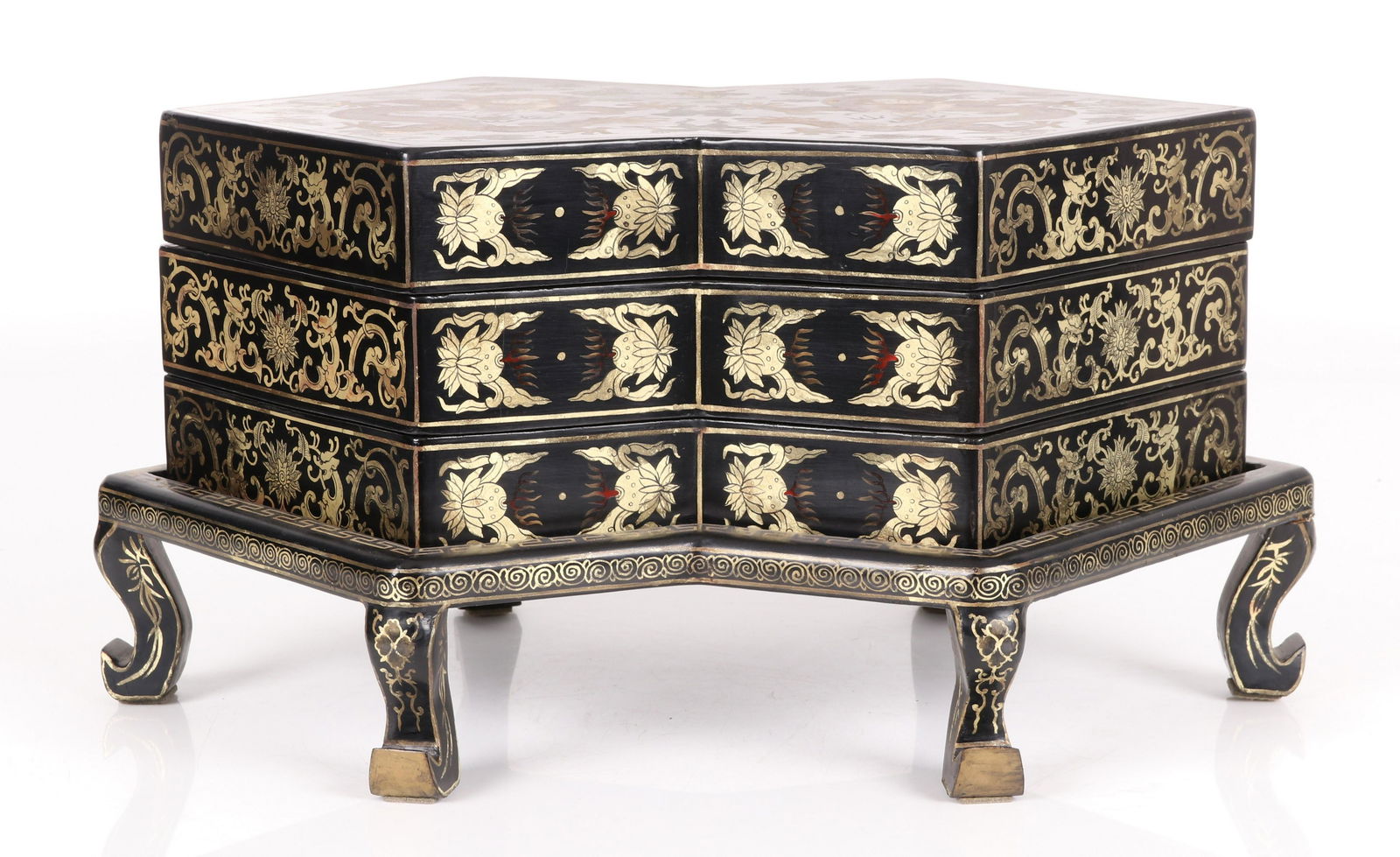Japanese Lacquer Stacked Boxes On Stand (1 of 9)