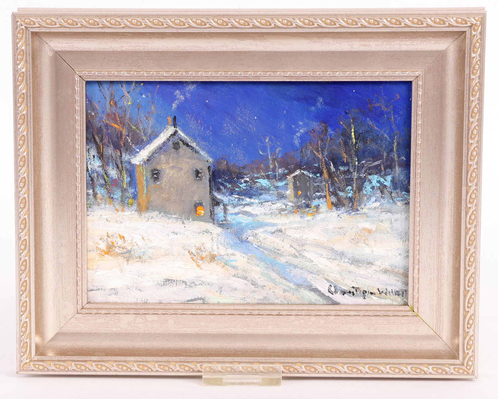Christopher G. Willett (Born 1959) Oil on Board: "Winter Still, Plumbstead, Bucks County, PA", signed at the lower right. Dimensions:5" x 7", the frame 7 1/2" x 9 1/2". Provenance: