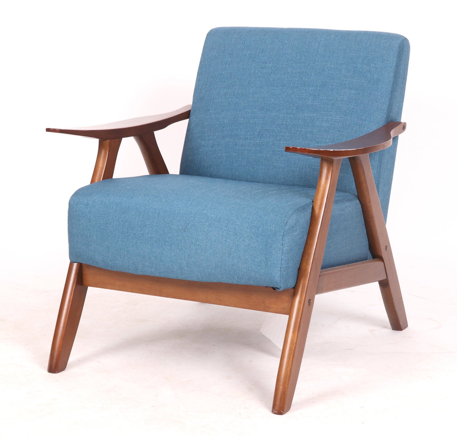 A Modern Style Armchair: A contemporary blue upholstered modern style armchair. Dimensions:31" H x 30" D x 2" W. Provenance:From a Philadelphia collection.