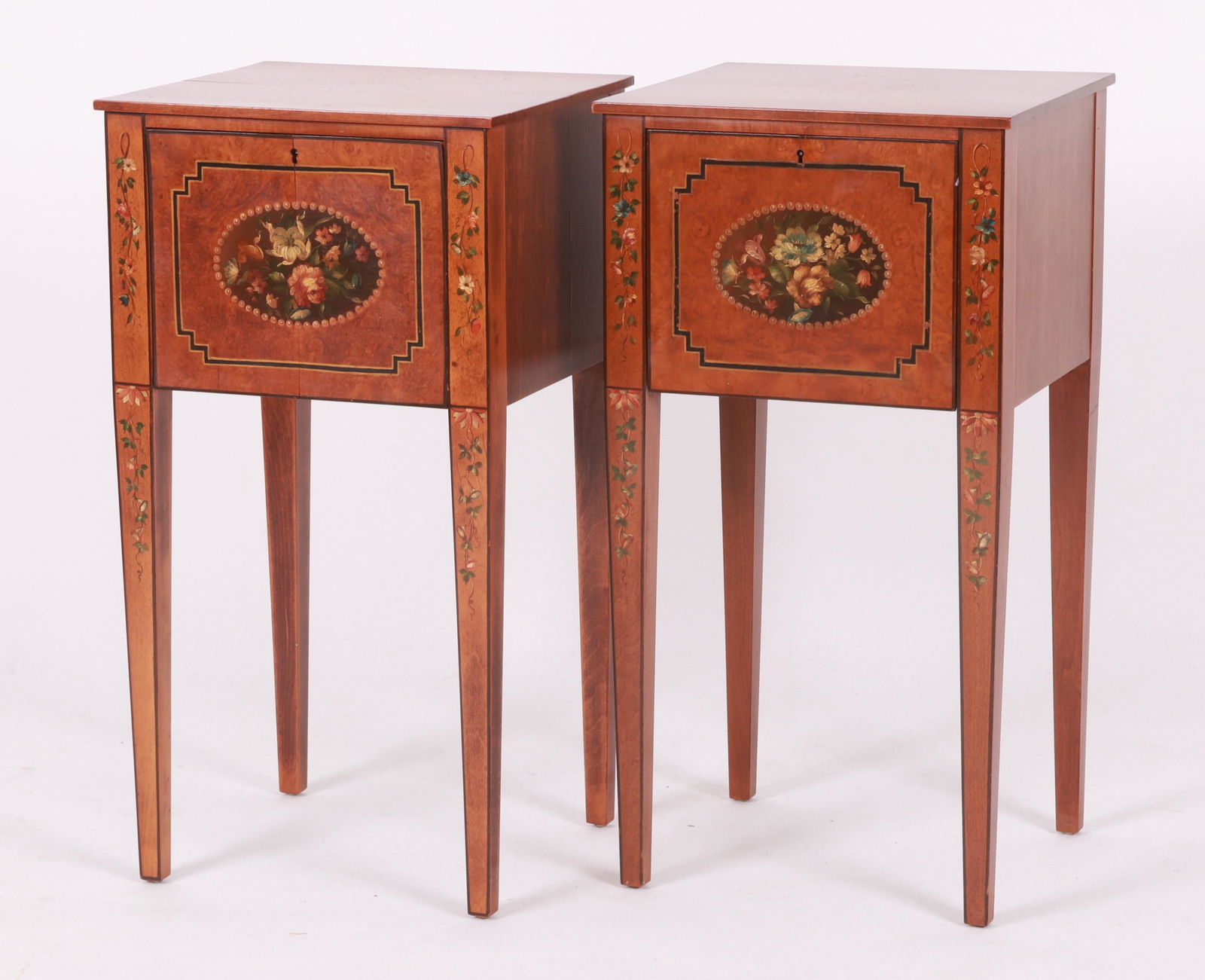 A Pair of Paint Decorated Nightstands (1 of 8)