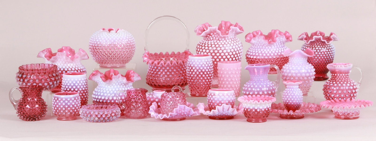 A Large Group of Cranberry Hobnail Glass (1 of 11)