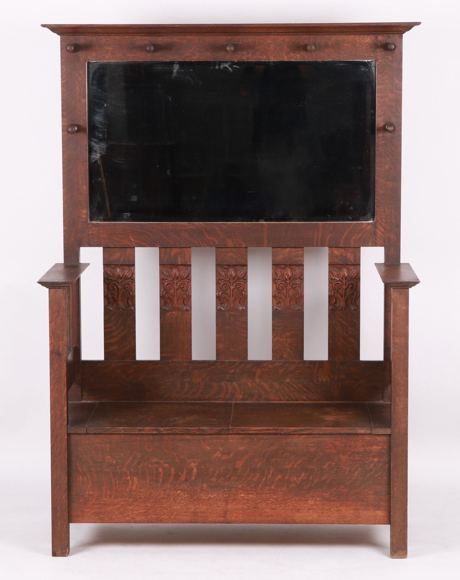 Arts & Crafts Oak Hall Tree (1 of 12)