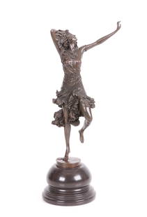 After Claire Jeanne Roberte Colinet, Bronze: A casting from the second half of the 20th century, signed and marked, "European Bronze Finery". On a black marble plinth. Dimensions:6 1/2" x 5 1/2", the height is 16". Provenance:From a Main Line