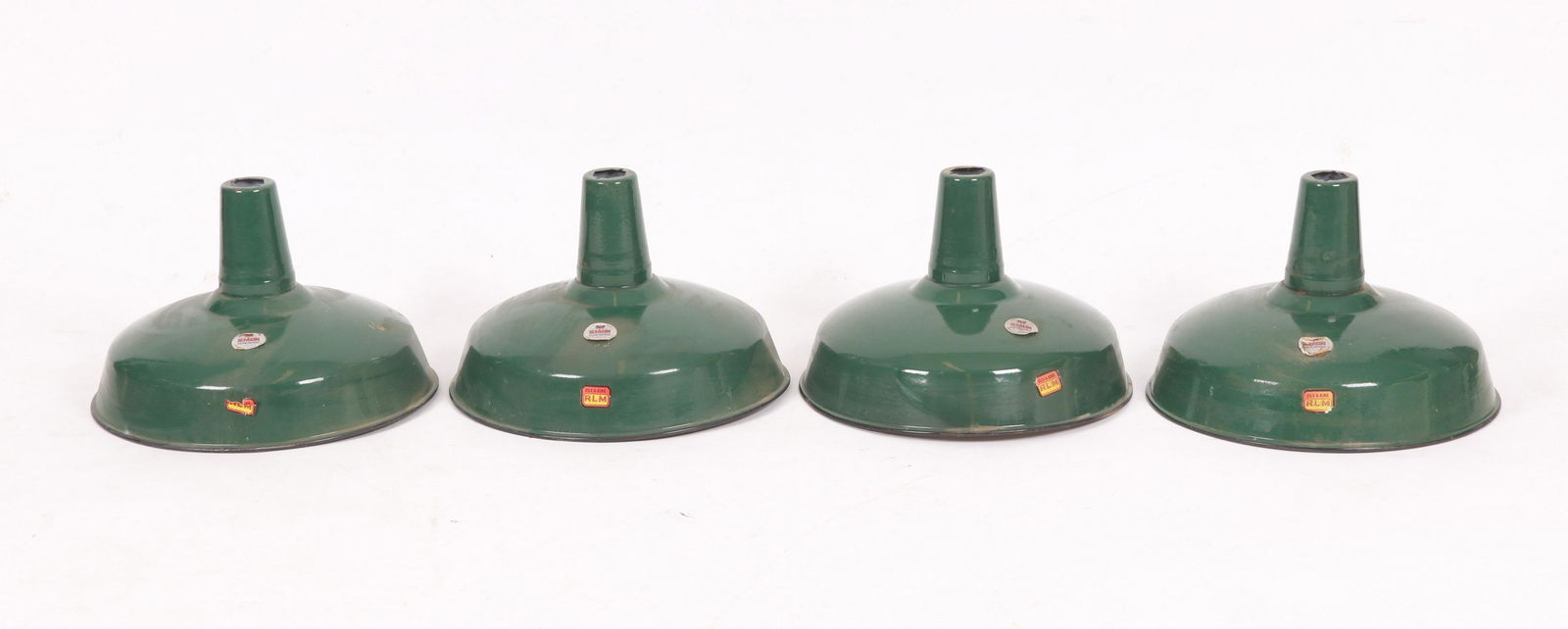 Four Green Enamel Industrial Hanging Light Shades (1 of 6)