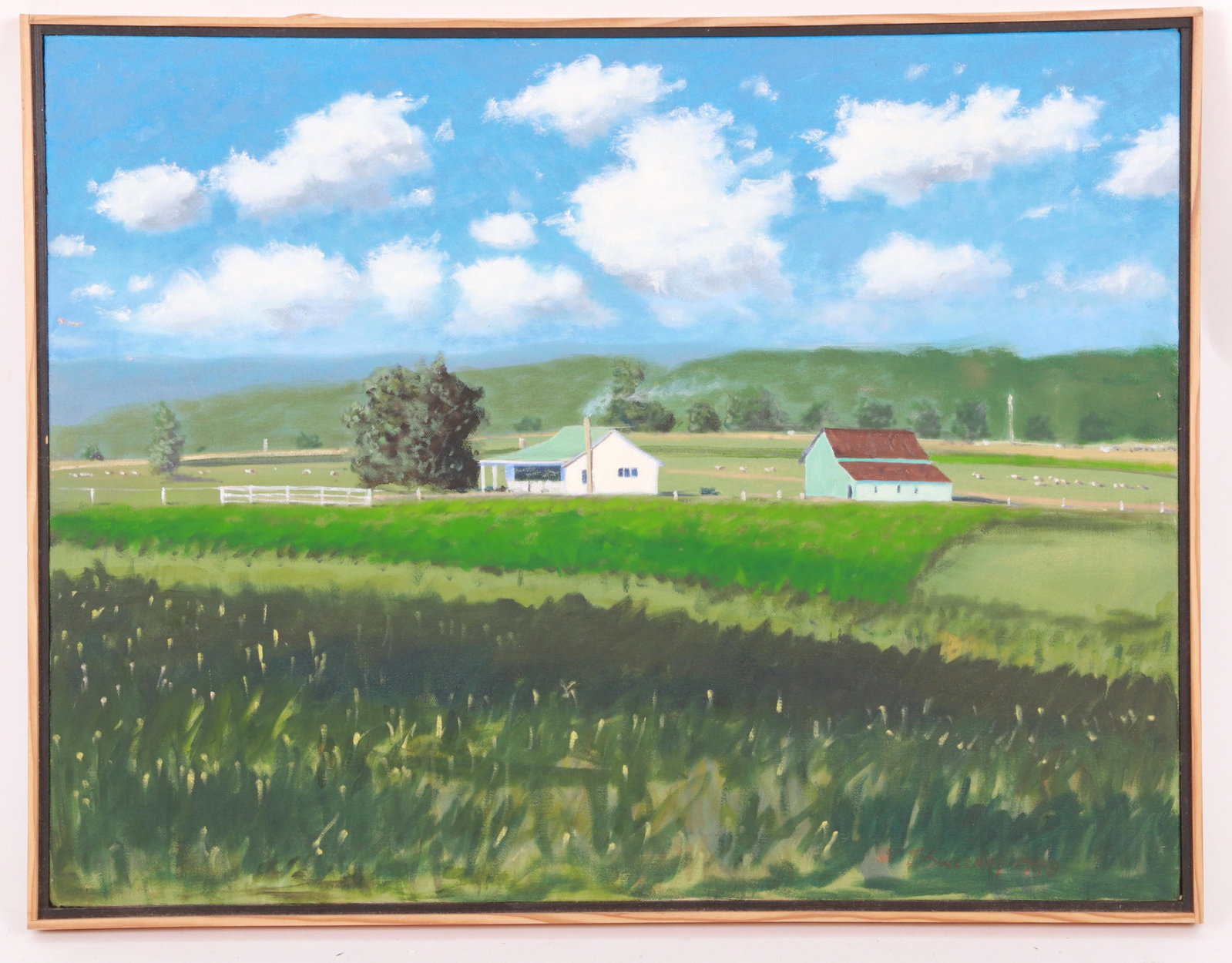 Joseph F. Sweeney (B. 1950) Walnut Grove (morn.): A rural landscape titled, "Walnut Grove, Morn", signed and dated for 1998 at the lower right. Also signed verso. Dimensions:20" x 26", the frame 21" x 27". Provenance:From a Main Line collection.