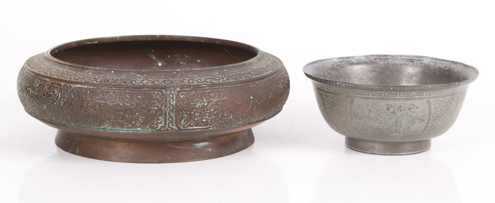 Two Chinese Bowls, Bronze and Pewter (1 of 9)