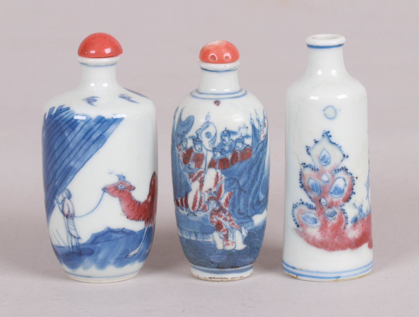 Three Chinese Qing Dynasty Porcelain Snuff Bottles (1 of 10)