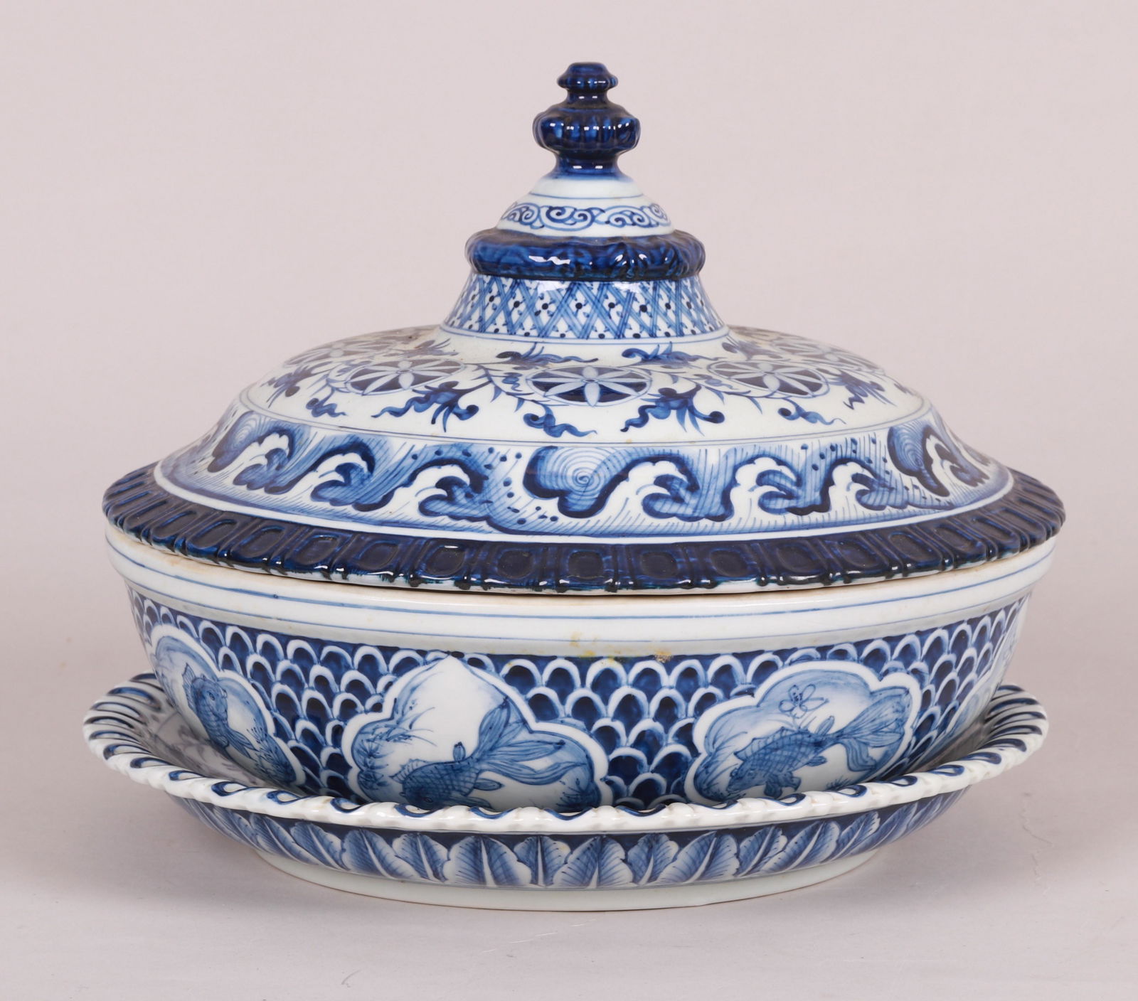 A Chinese Blue and White Covered Server and Stand (1 of 10)