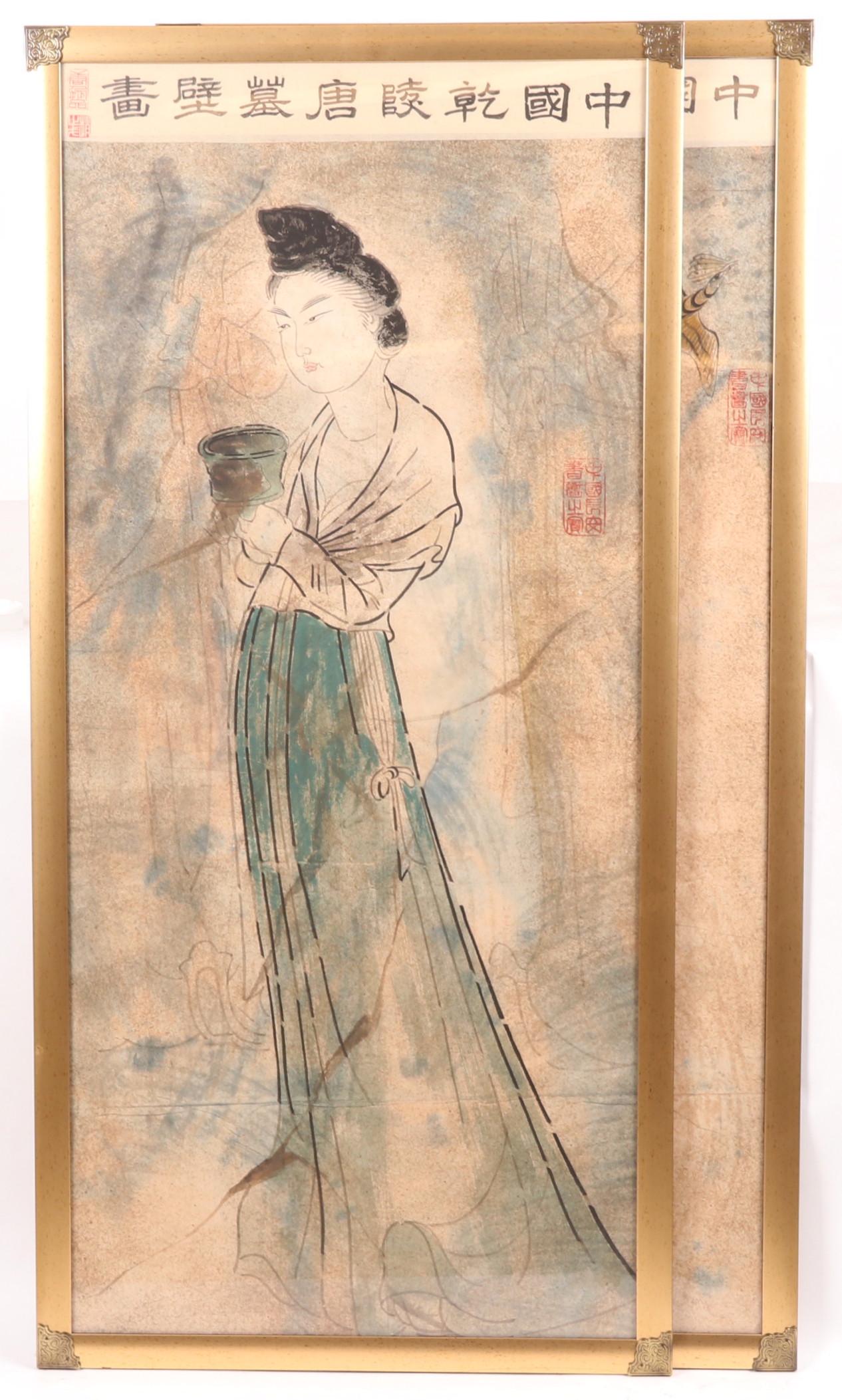 A Pair Of Large Chinese Paintings (1 of 11)