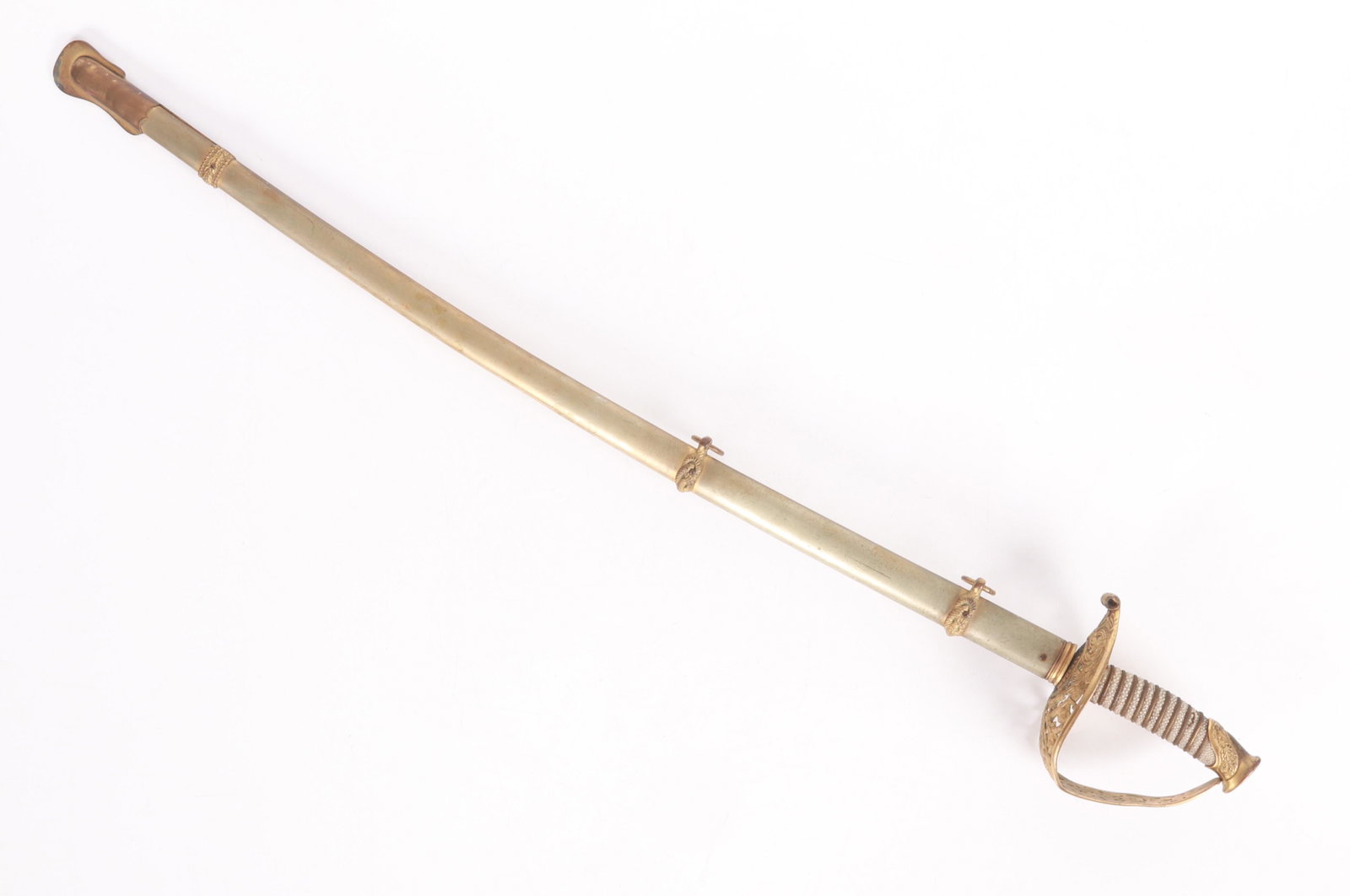 A Saxony Parade Sword: Late 19th century, with gilt hilt, shagreen grip and original scabbard. Dimensions: 37" total length. Provenance: From a Main Line collection.