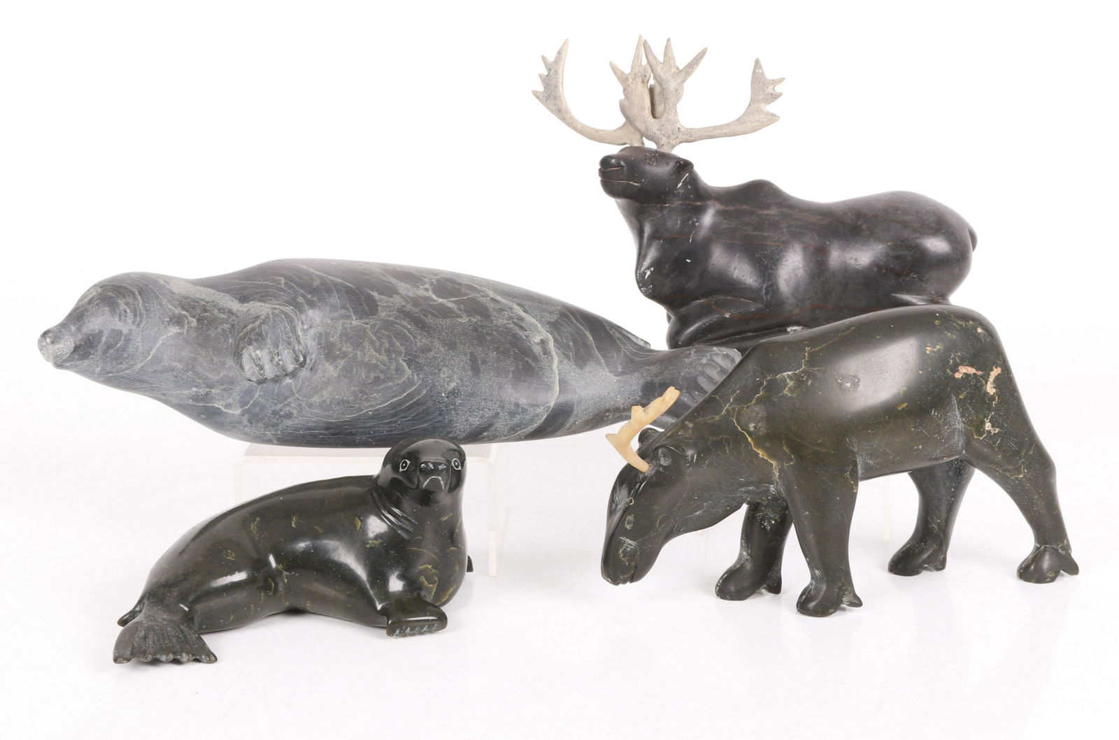 Four Inuit Carved Stone Figures (1 of 12)