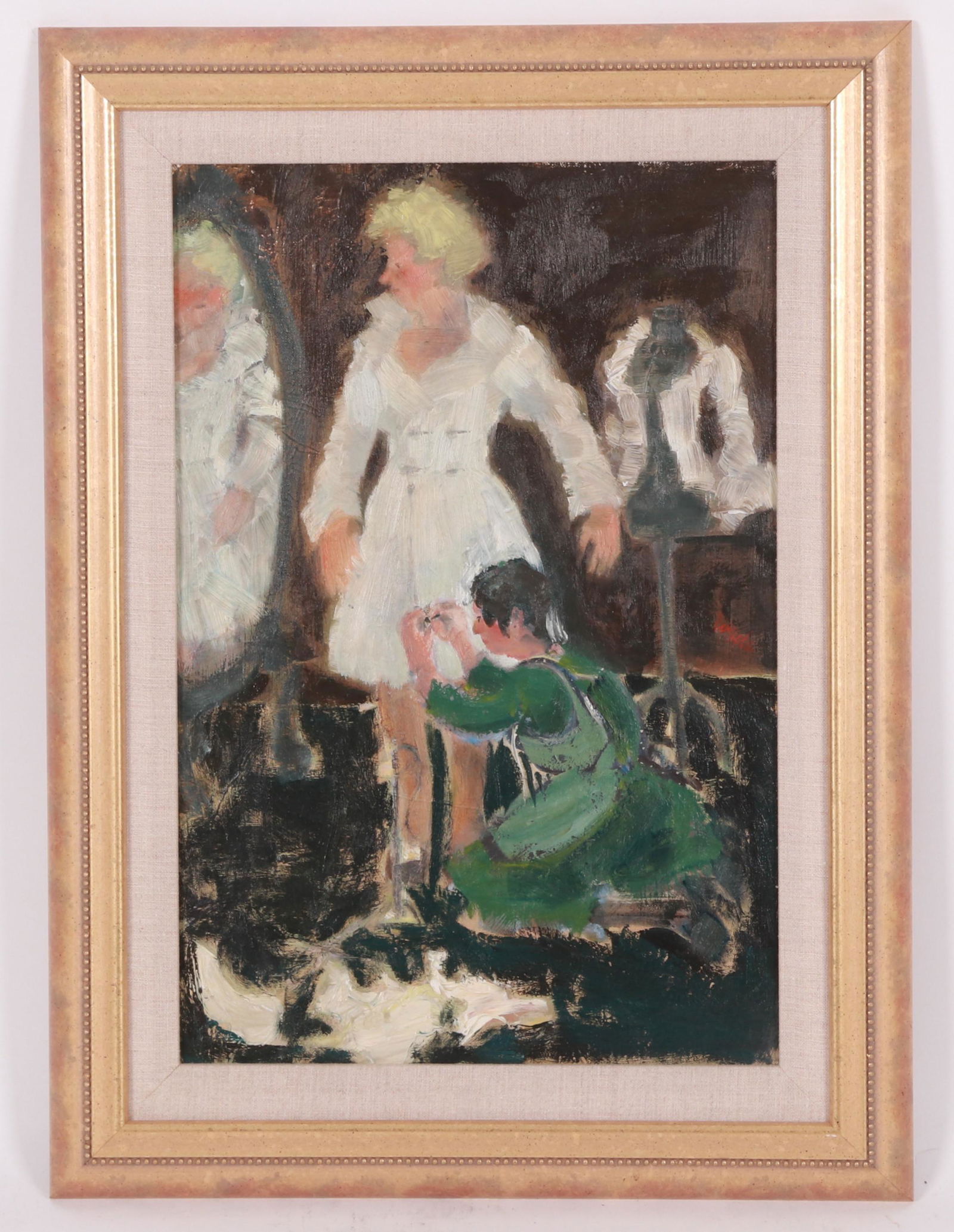 A Mid Century Interior Scene, Oil on Canvas (1 of 6)