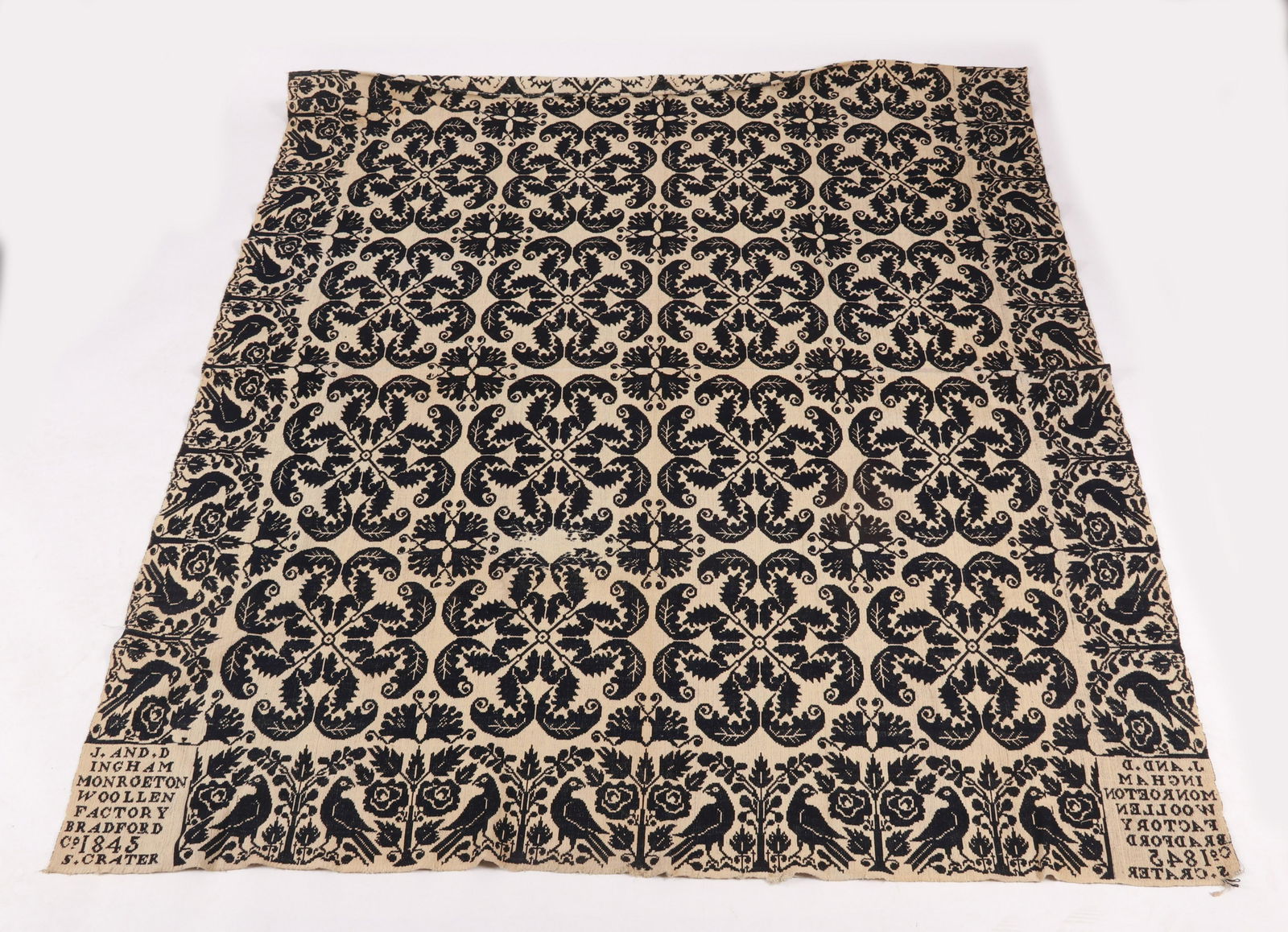 Jacquard Coverlet, Bradford, 1845 (1 of 6)