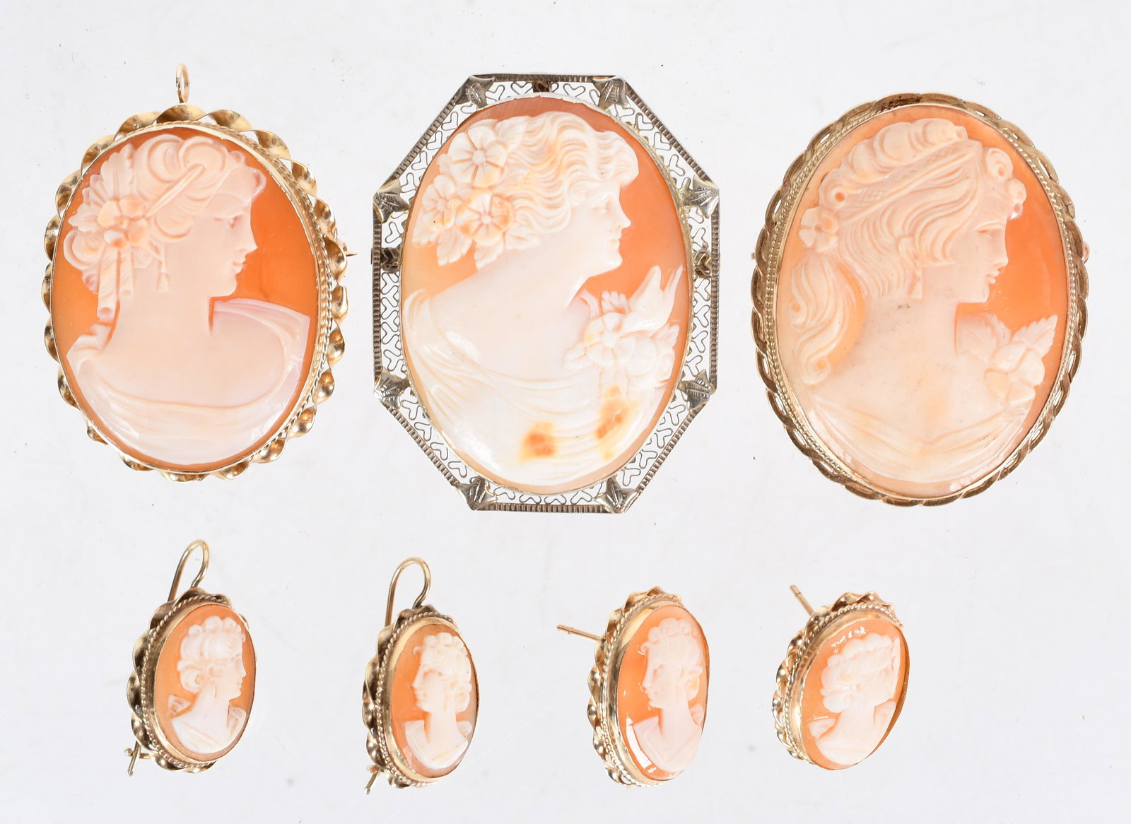 A Group of Gold and Shell Cameos (1 of 9)