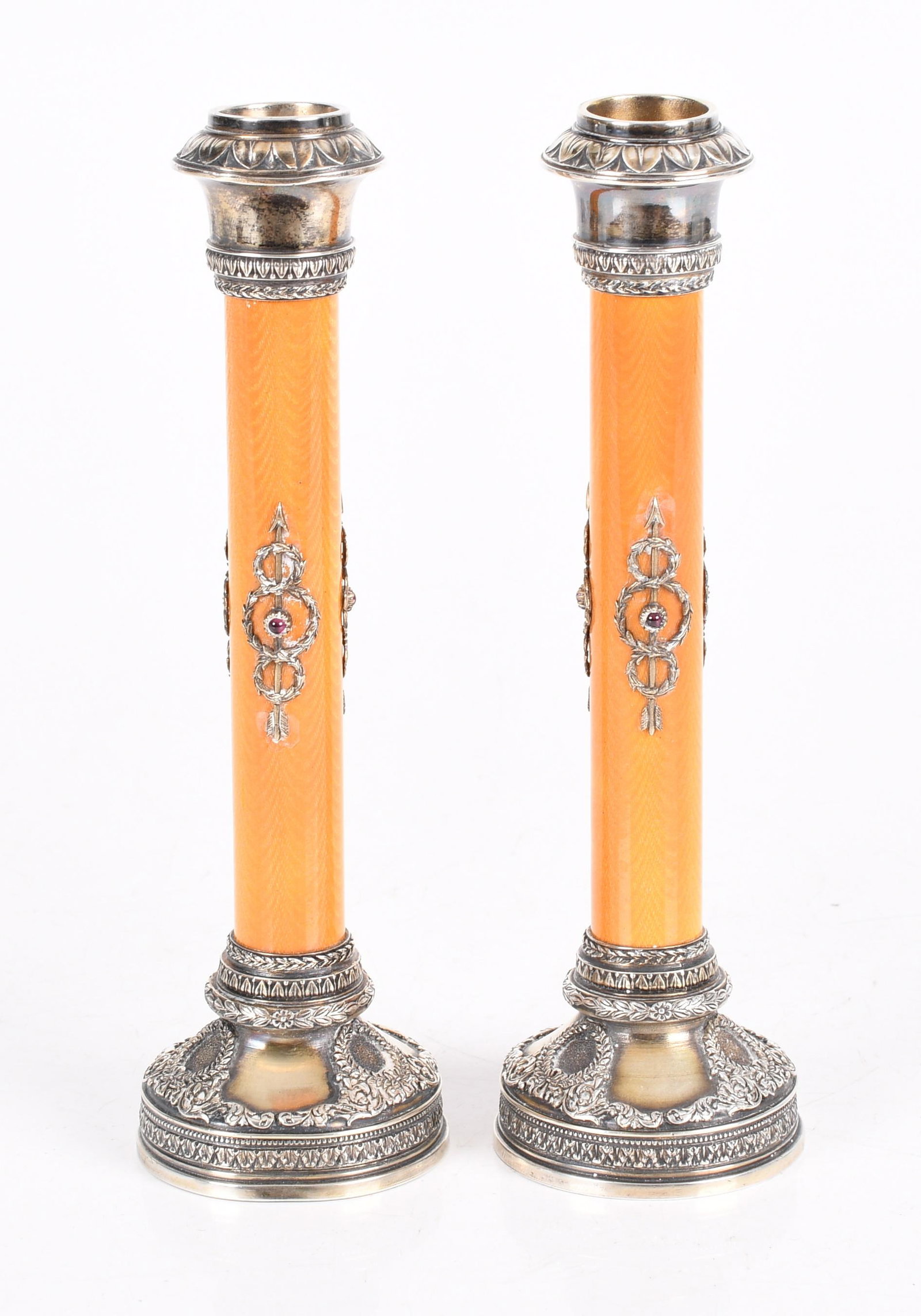 A Pair of Russian Silver Candlesticks (1 of 6)